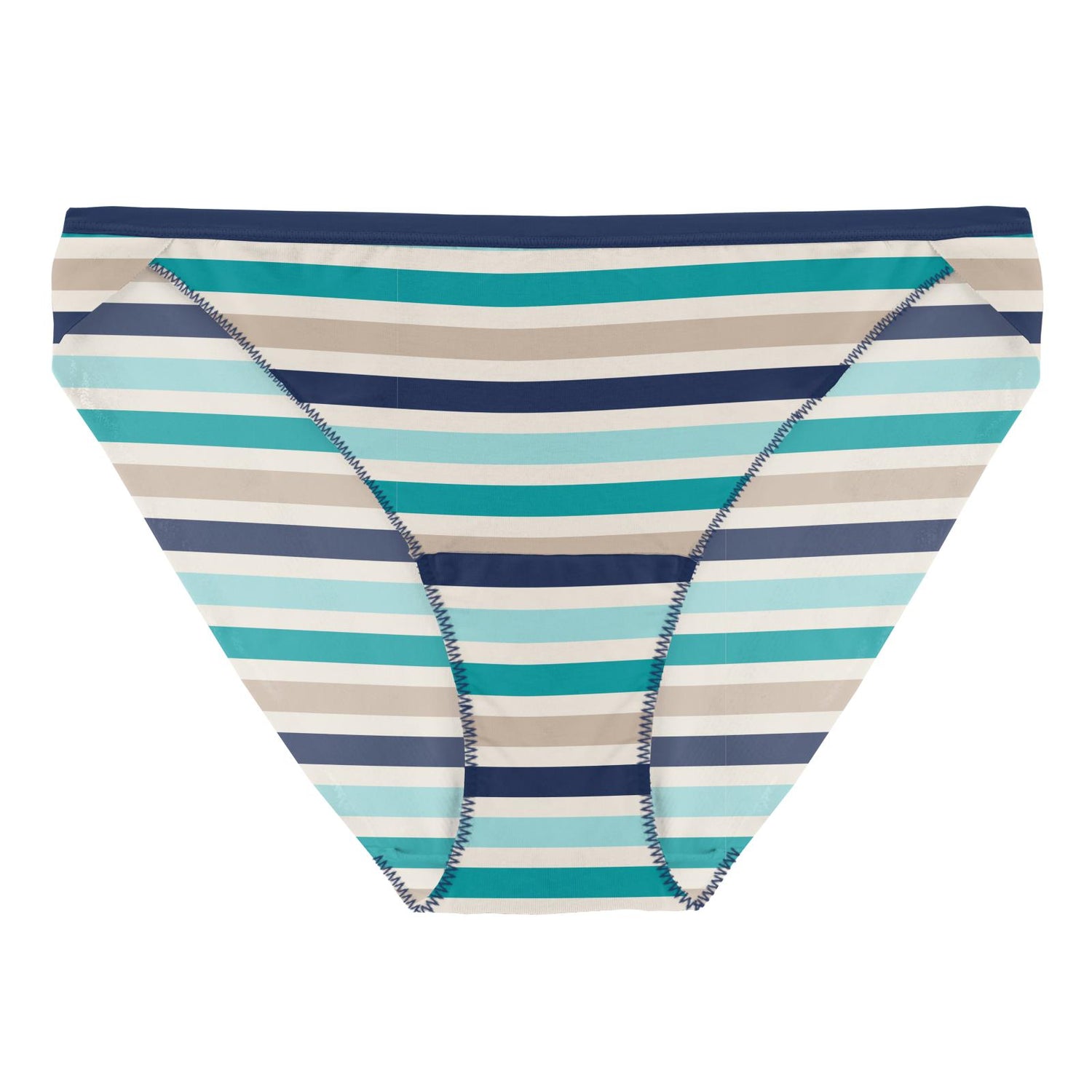 Women's Print Bikini Brief in Sand and Sea Stripe