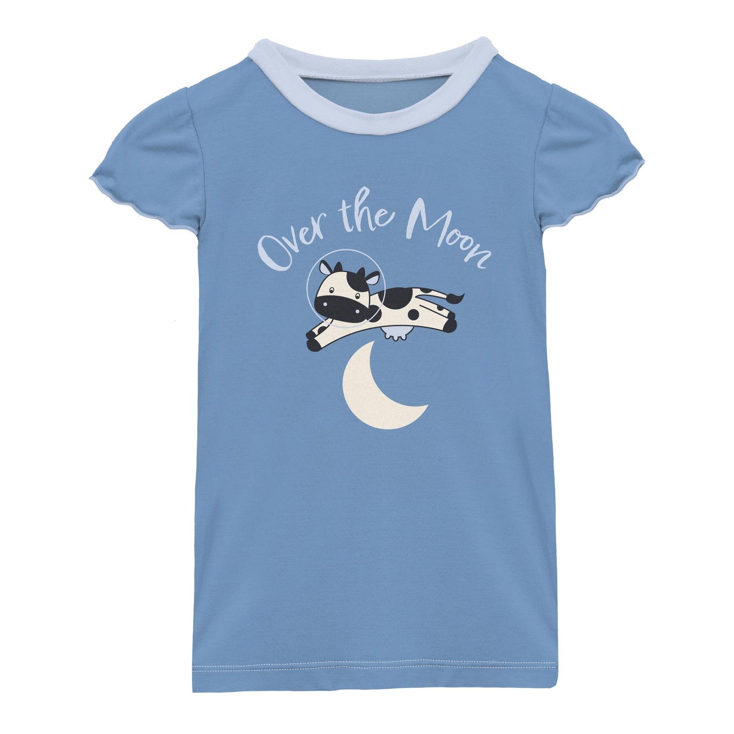 Tailored Fit Flutter Sleeve Graphic Tee in Dream Blue Over the Moon