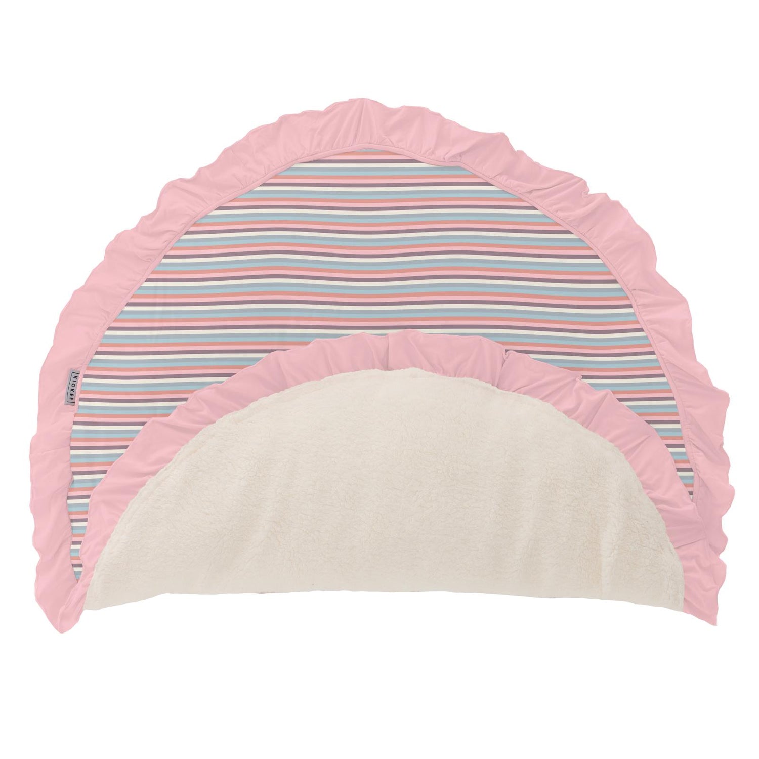 Print Sherpa-Lined Ruffle Fluffle Playmat in Spring Bloom Stripe