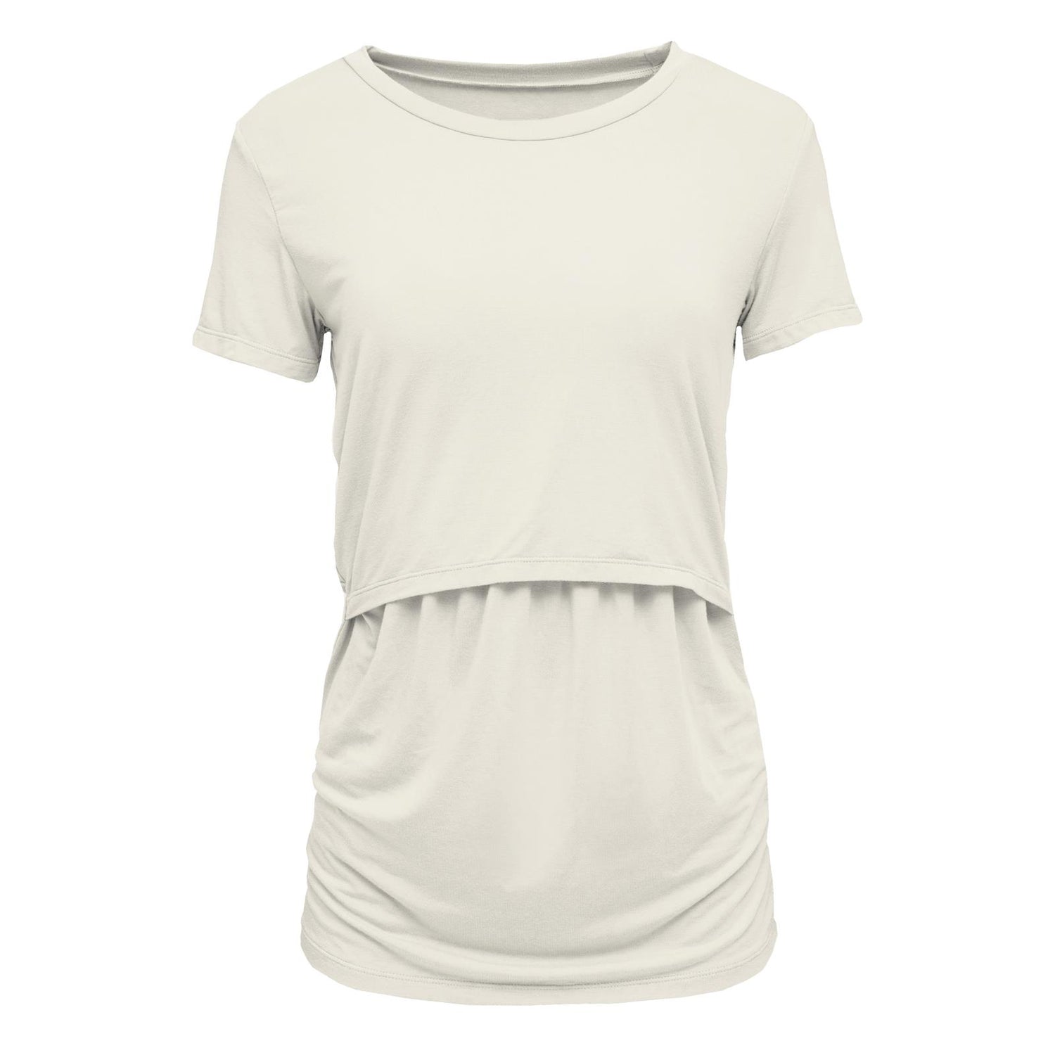 Women's Solid Short Sleeve Nursing Tee in Natural