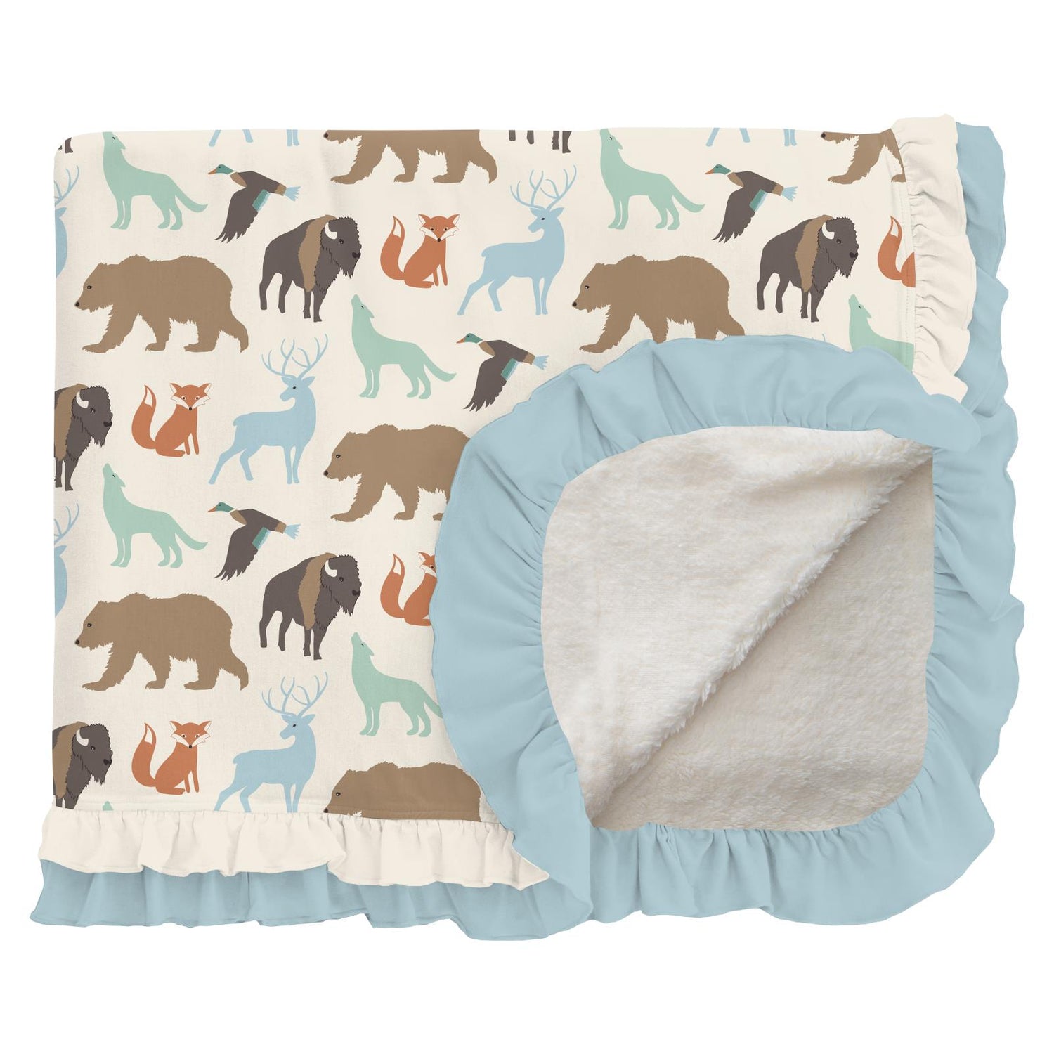 Print Sherpa-Lined Double Ruffle Toddler Blanket in National Wildlife Federation