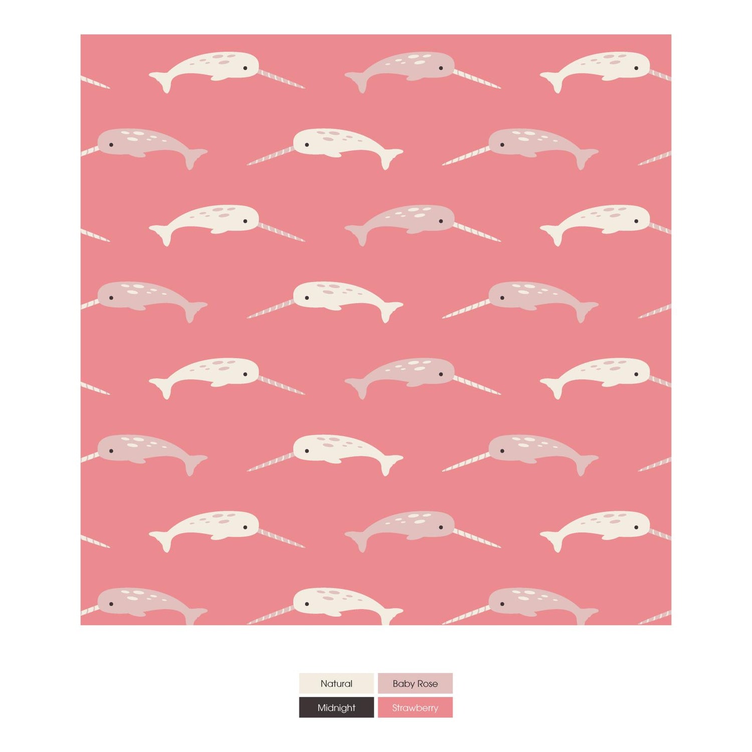 Print Long Sleeve Easy Fit Crew Neck Tee in Strawberry Narwhal