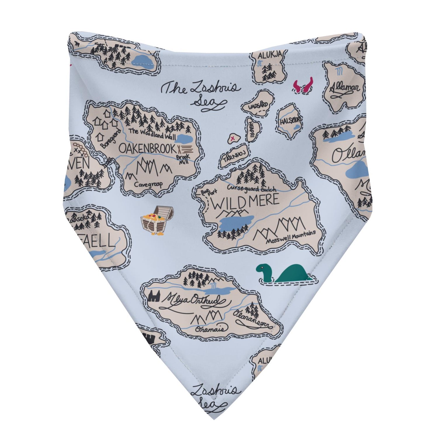 Print Bandana Bib in Dew Pirate Map