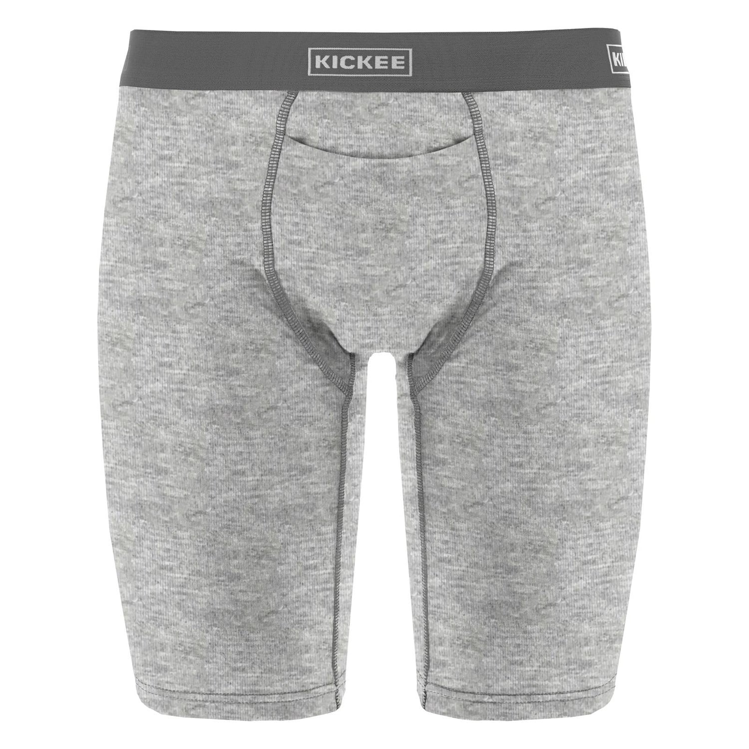 Men's Solid Long Boxer Brief with Top Fly in Heathered Mist