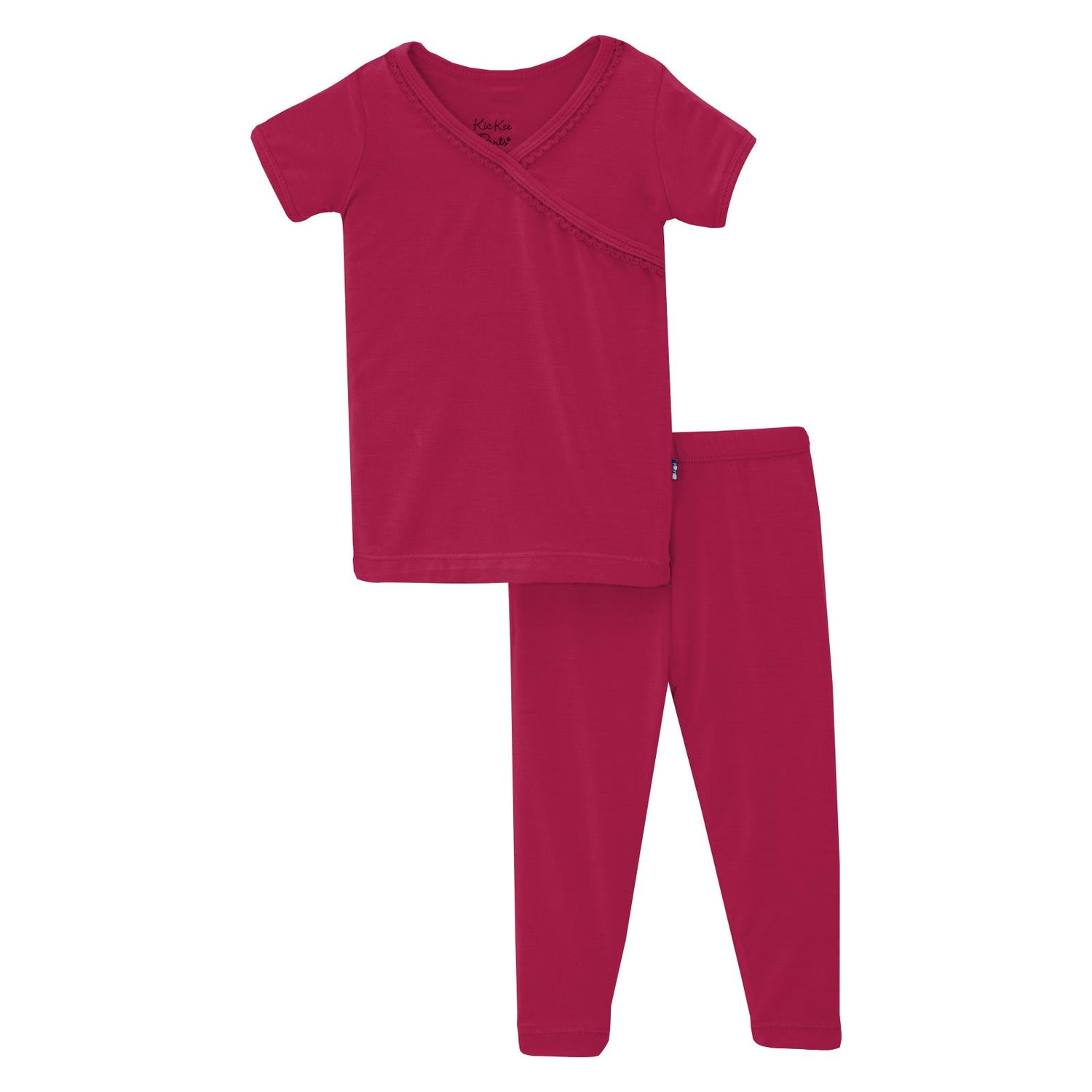 Short Sleeve Scallop Kimono Pajama Set in Rhododendron