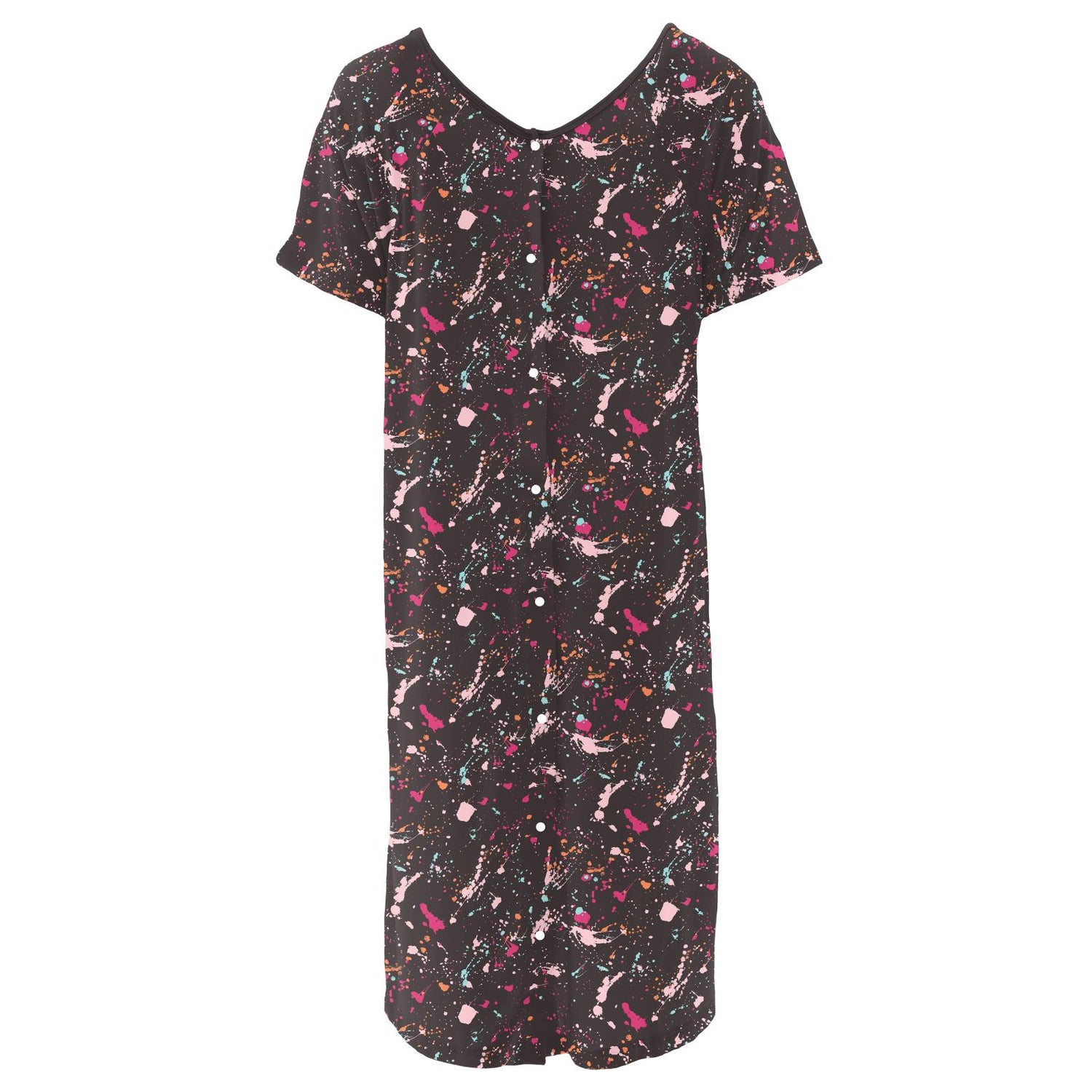 Women's Print Hospital Gown in Calypso Splatter Paint