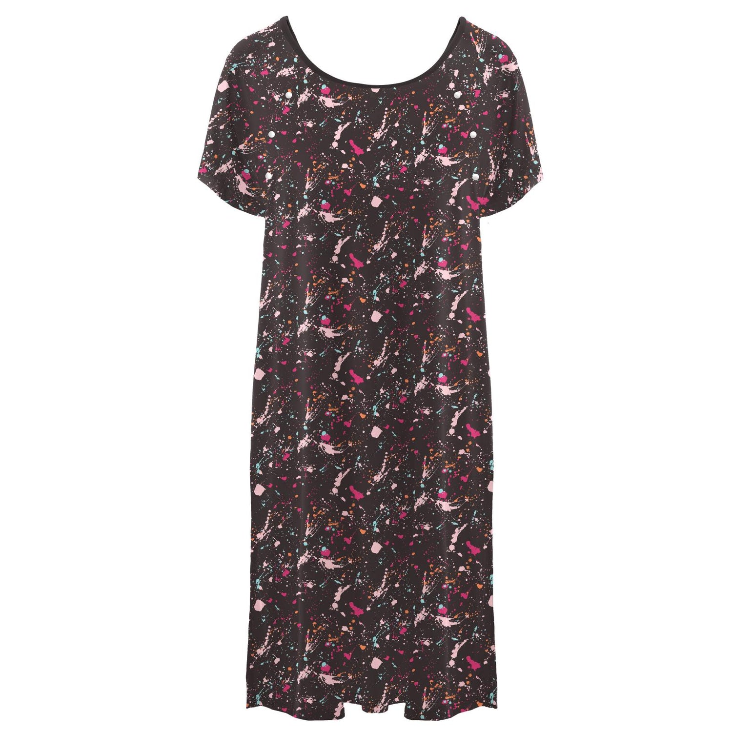 Women's Print Hospital Gown in Calypso Splatter Paint