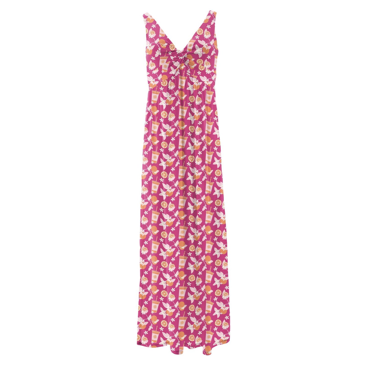 Women's Print Simple Twist Nightgown in Calypso Orange Cream