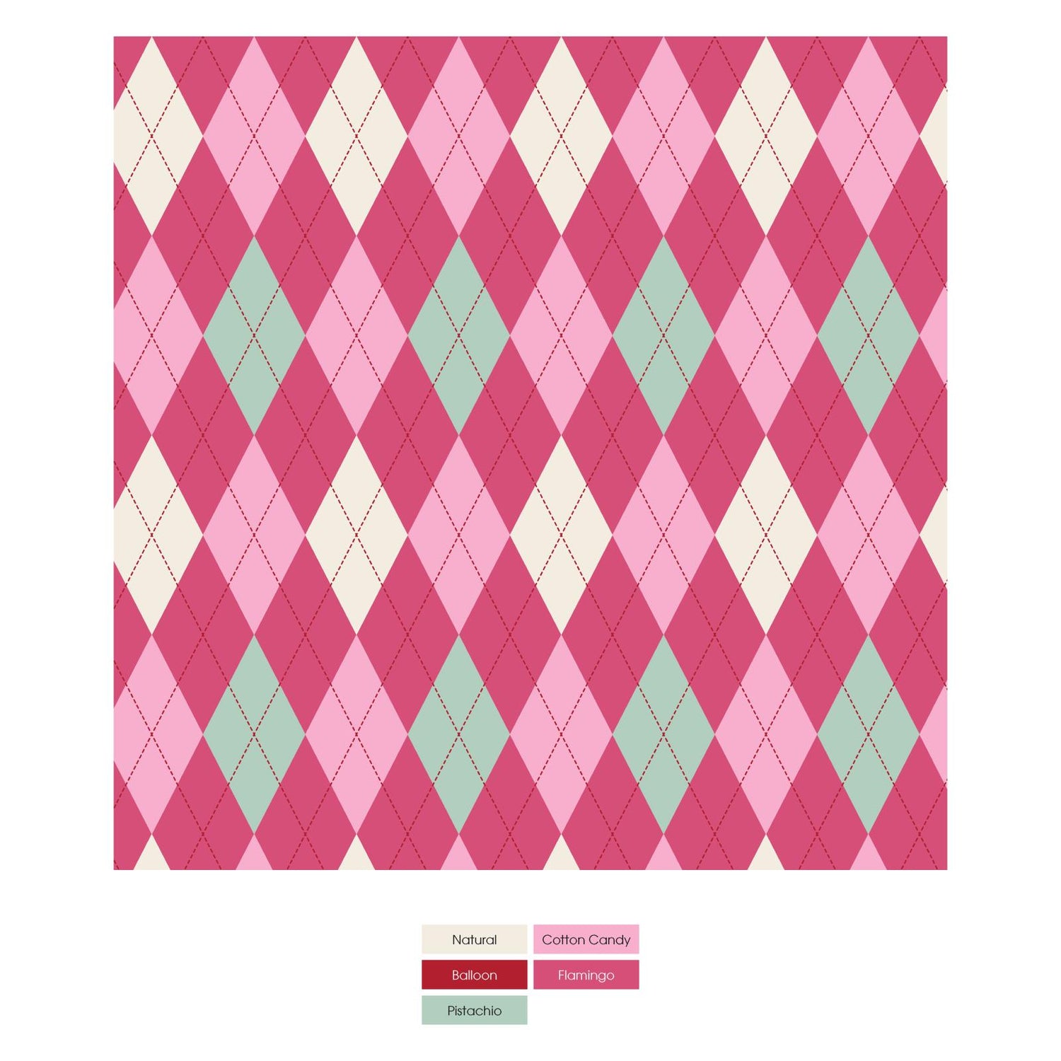 Print Foldover Pillowcase in Flamingo Argyle