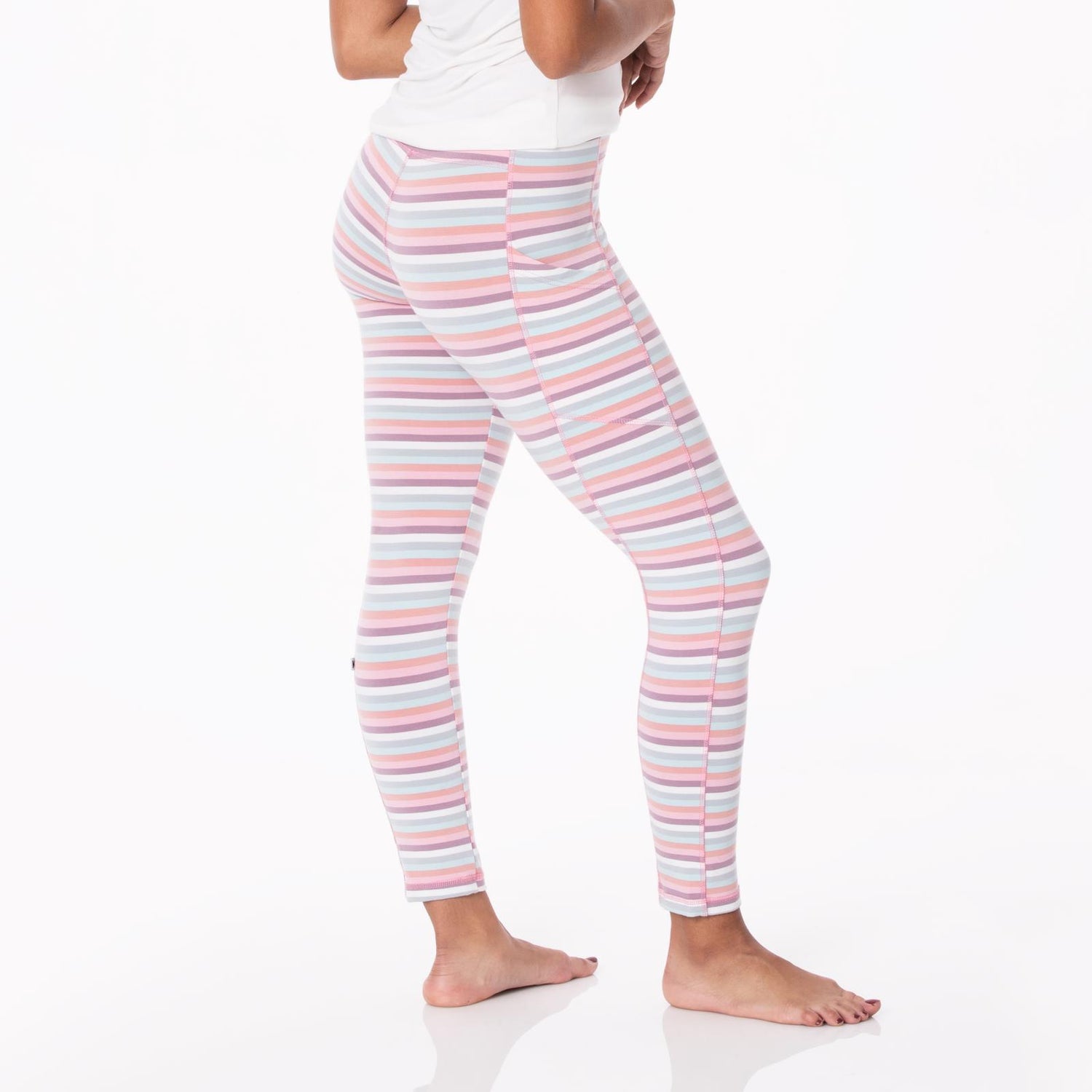 Women's Print Luxe Stretch 7/8 Leggings with Pockets in Spring Bloom Stripe