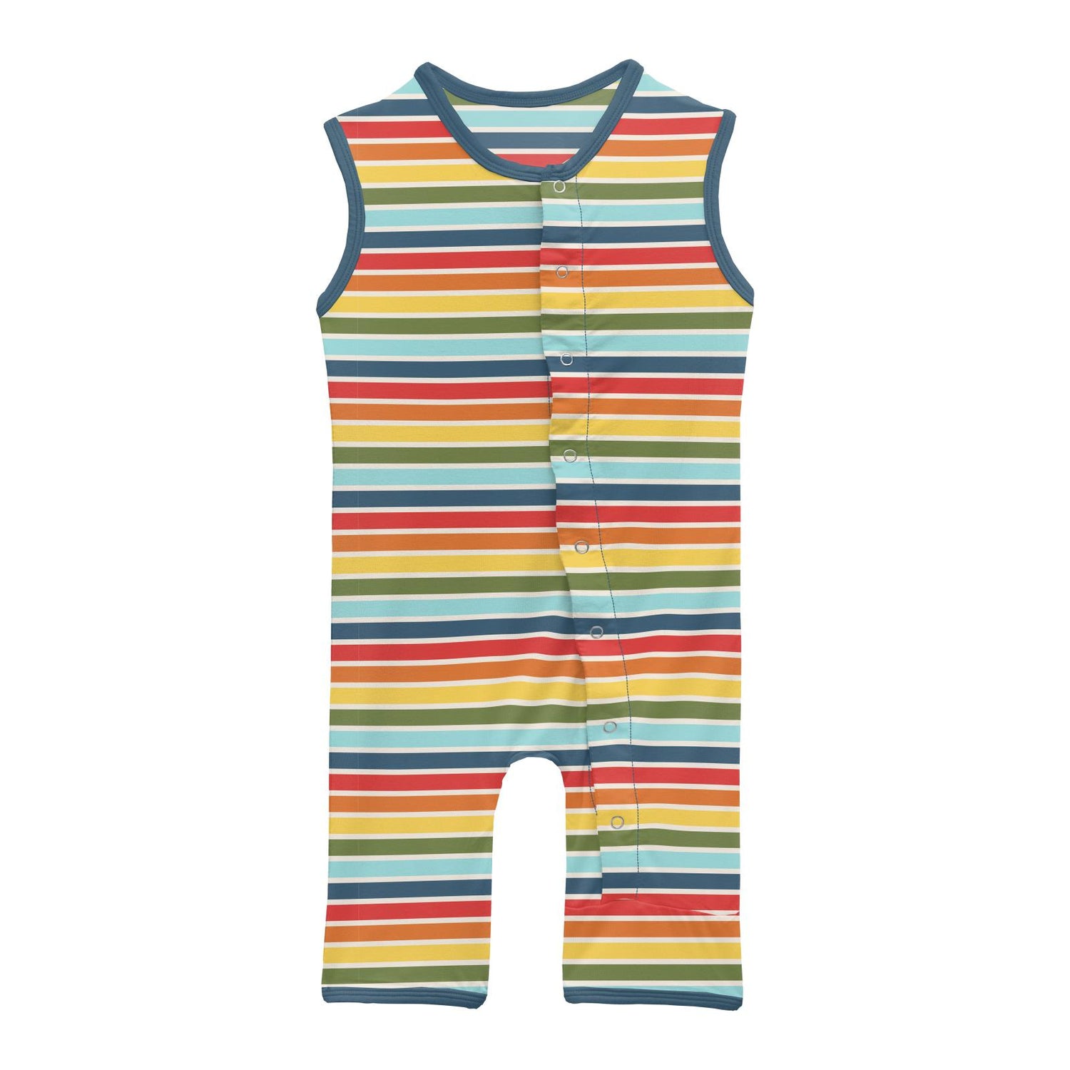 Print Tank Romper in Groovy Stripe