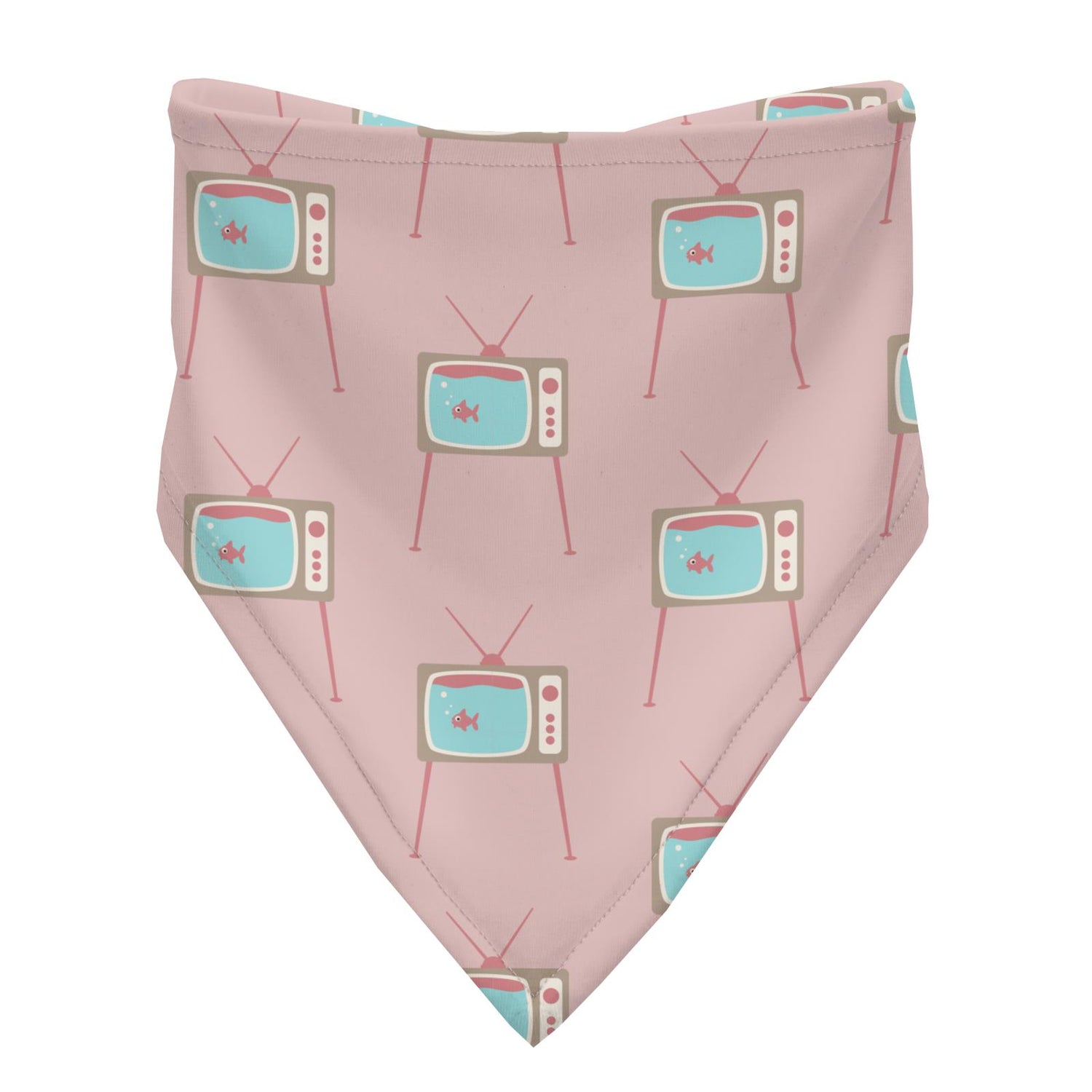 Print Bandana Bib in Baby Rose Vintage TV