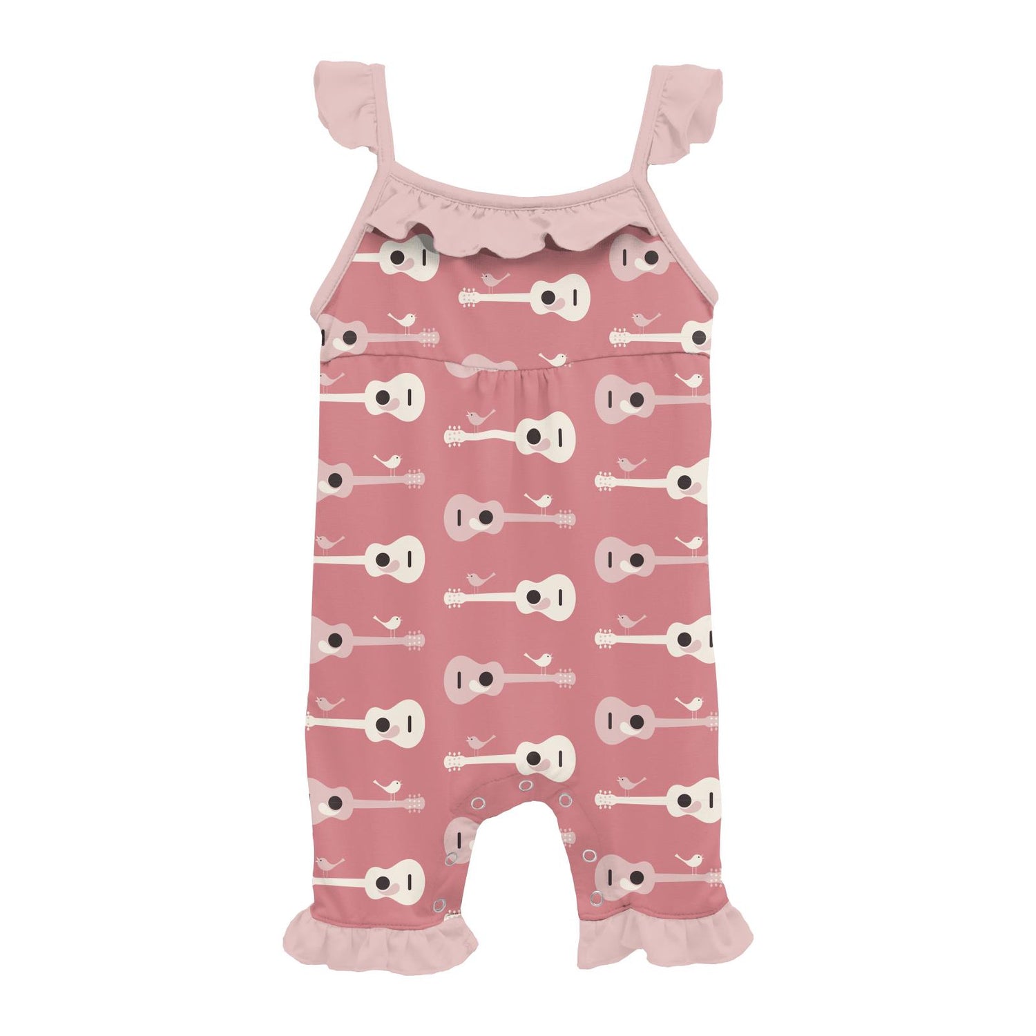 Print Wing Romper in Desert Rose Guitar Birds