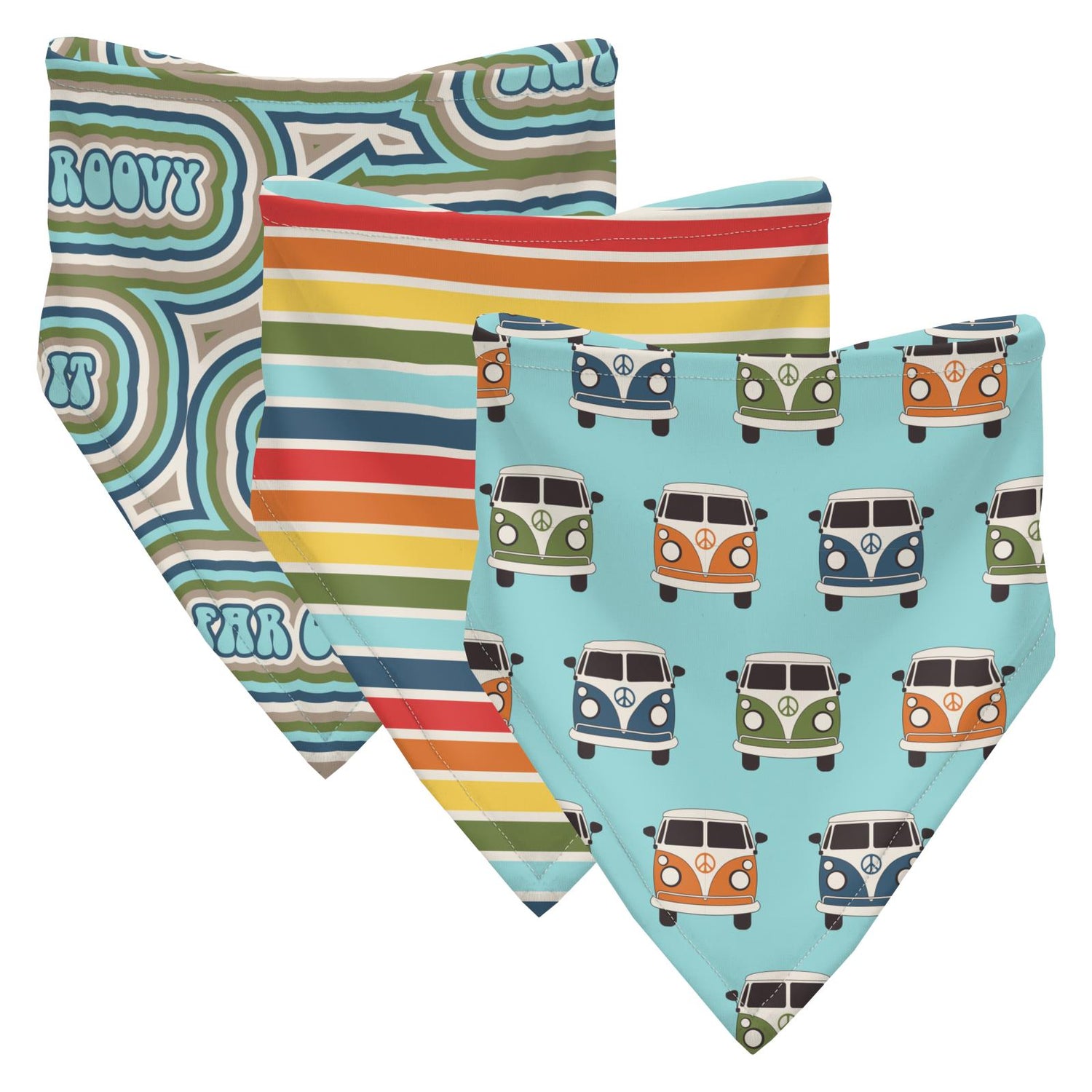 Print Bandana Bib Set of 3 in Summer Sky Groovy, Groovy Stripe & Summer Sky Vintage Vans