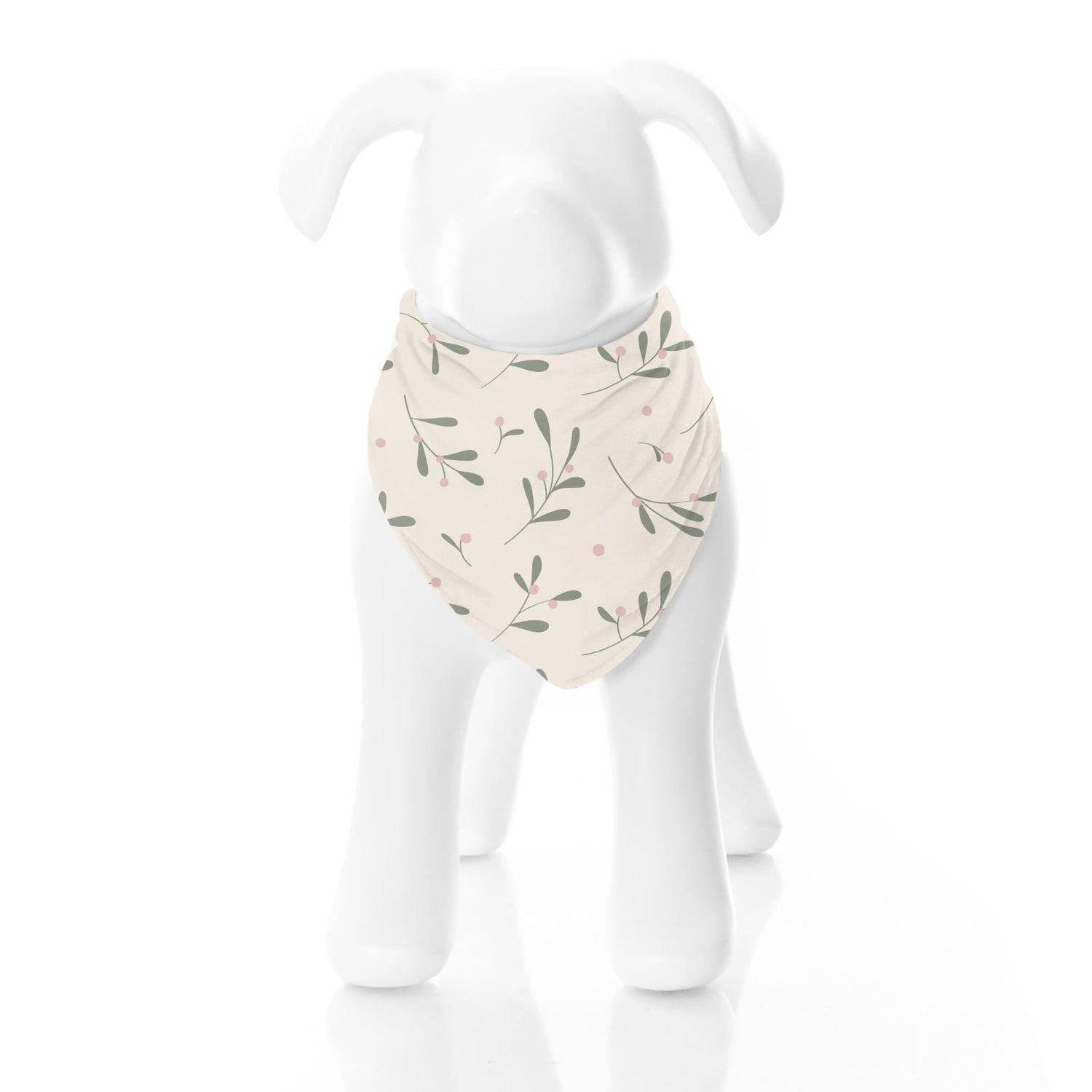 Print Dog Bandana in Natural Mistletoe