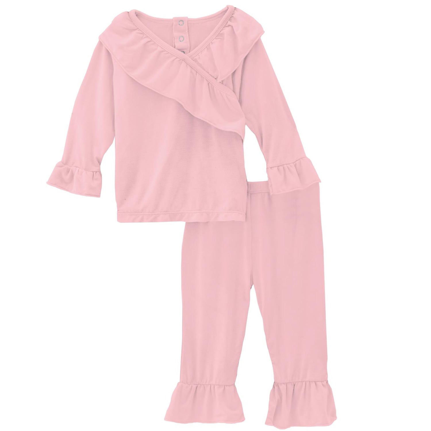 Long Sleeve Kimono Double Ruffle Outfit Set in Lotus