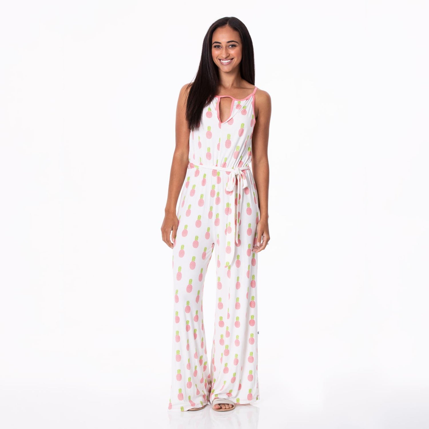 Women's Print Breezy Keyhole Jumpsuit in Strawberry Pineapples