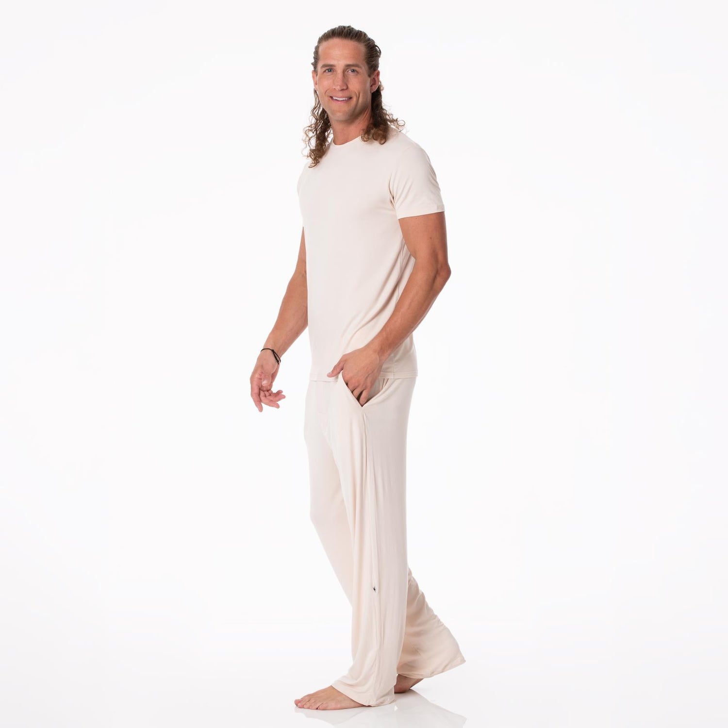 Men's Short Sleeve Crew Neck Tee in Latte