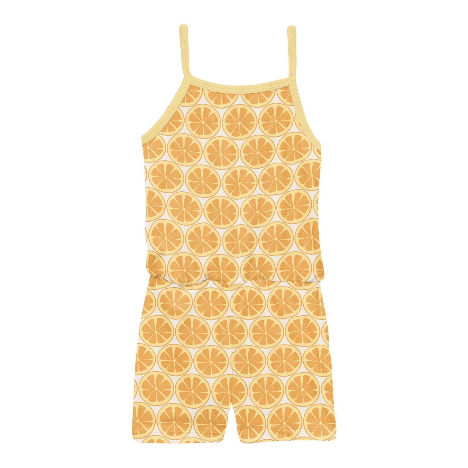 Print Keyhole Romper in Natural Lemons