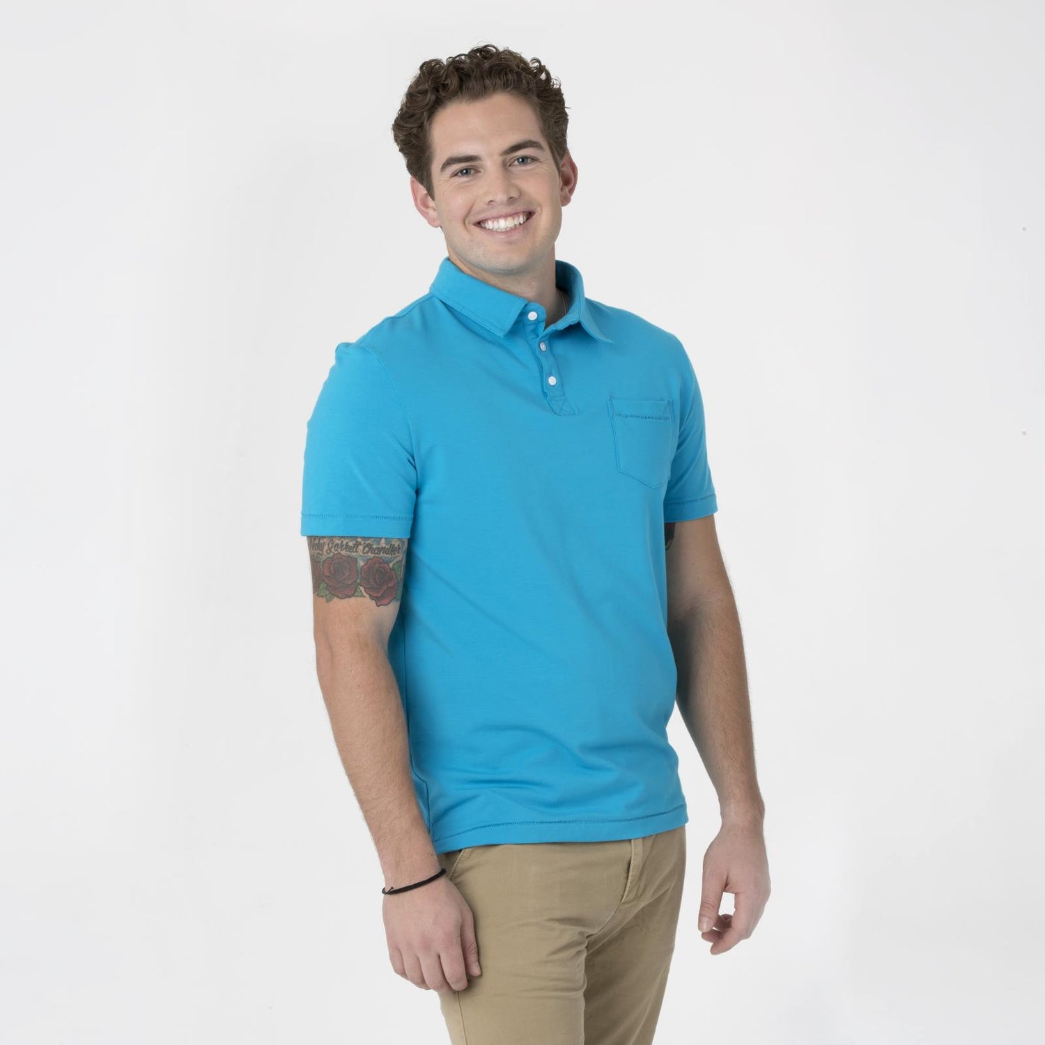 Men's Short Sleeve Luxe Jersey Polo with Pocket in Amazon