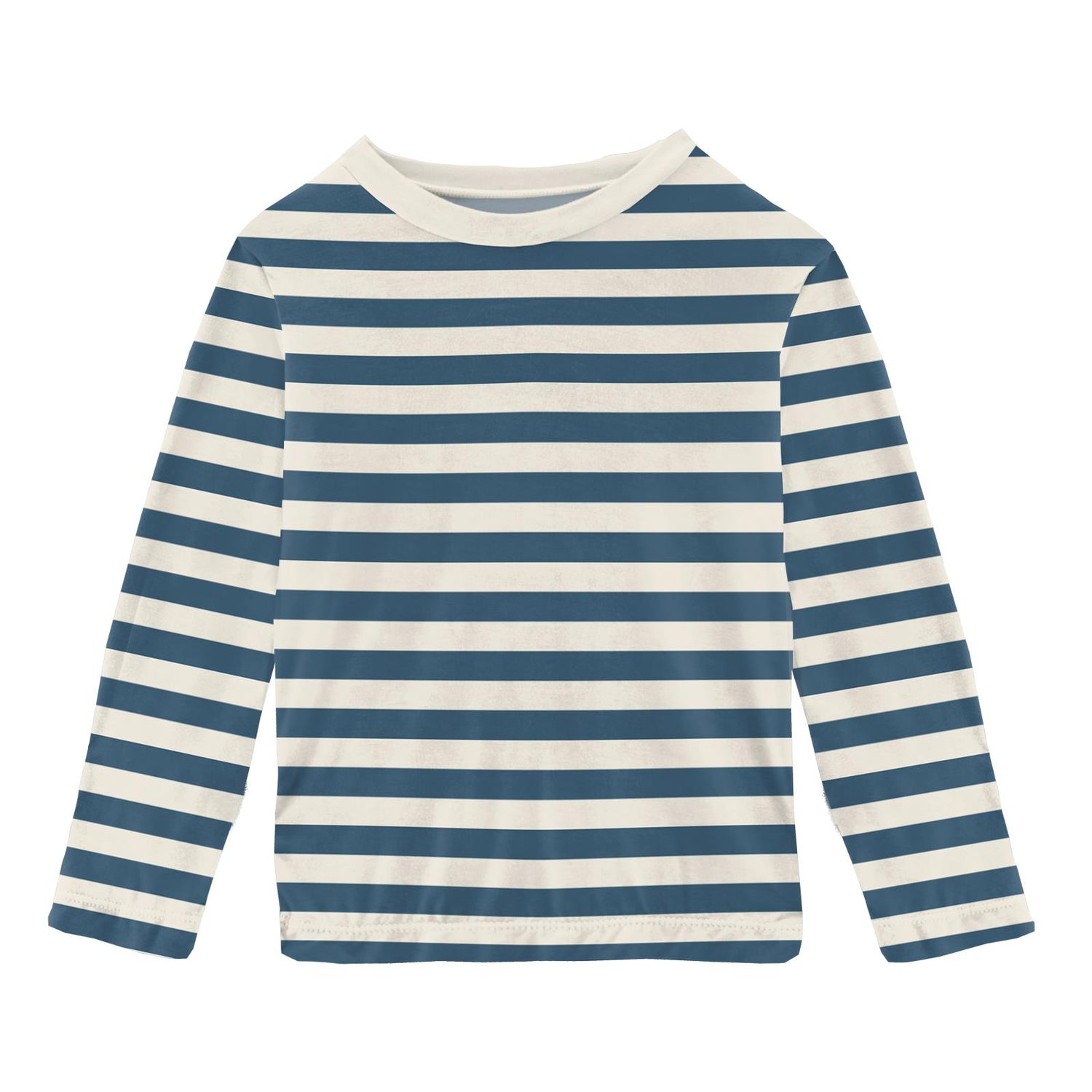 Print Long Sleeve Girl's Tailored Fit Tee in Nautical Stripe