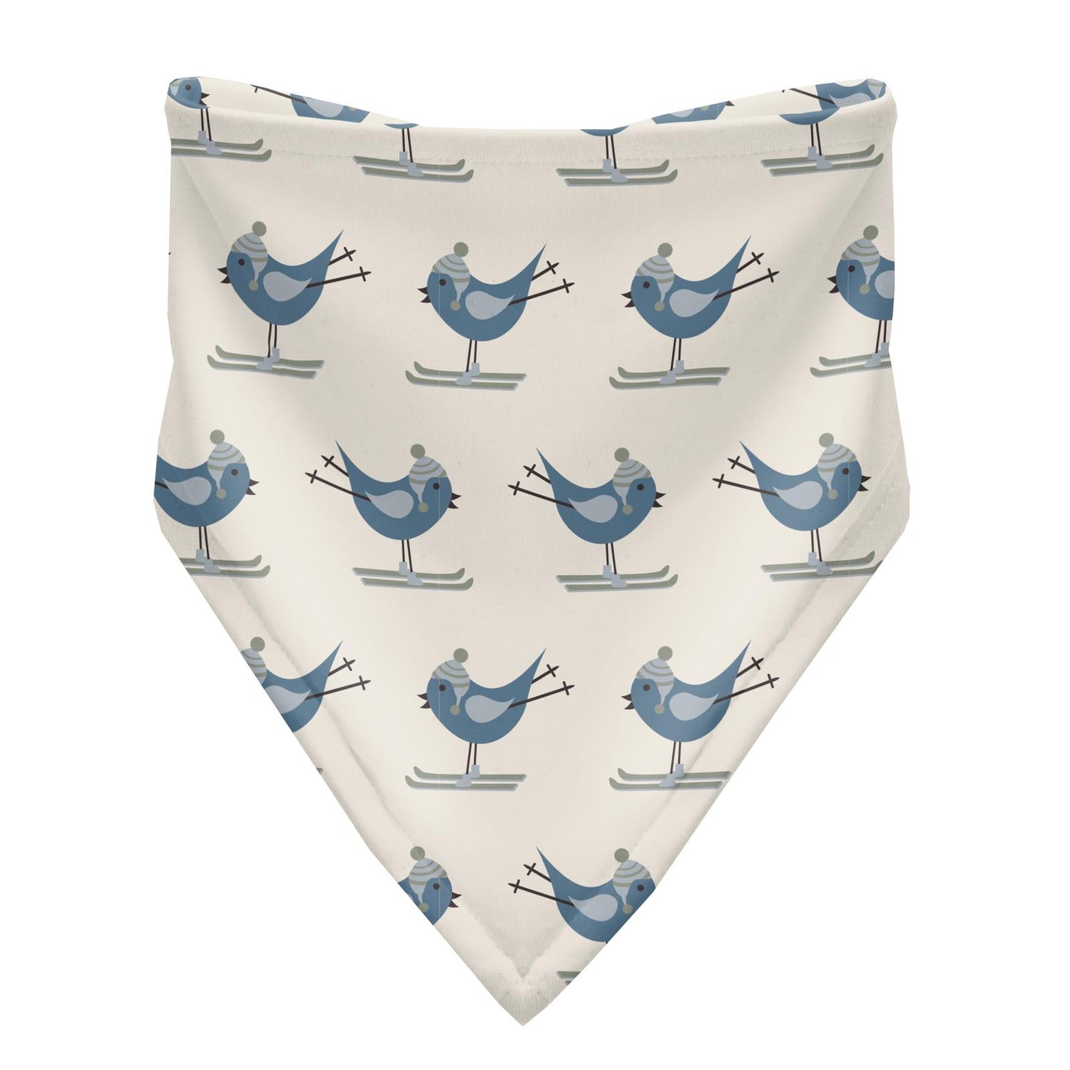 Print Bandana Bib in Natural Ski Birds