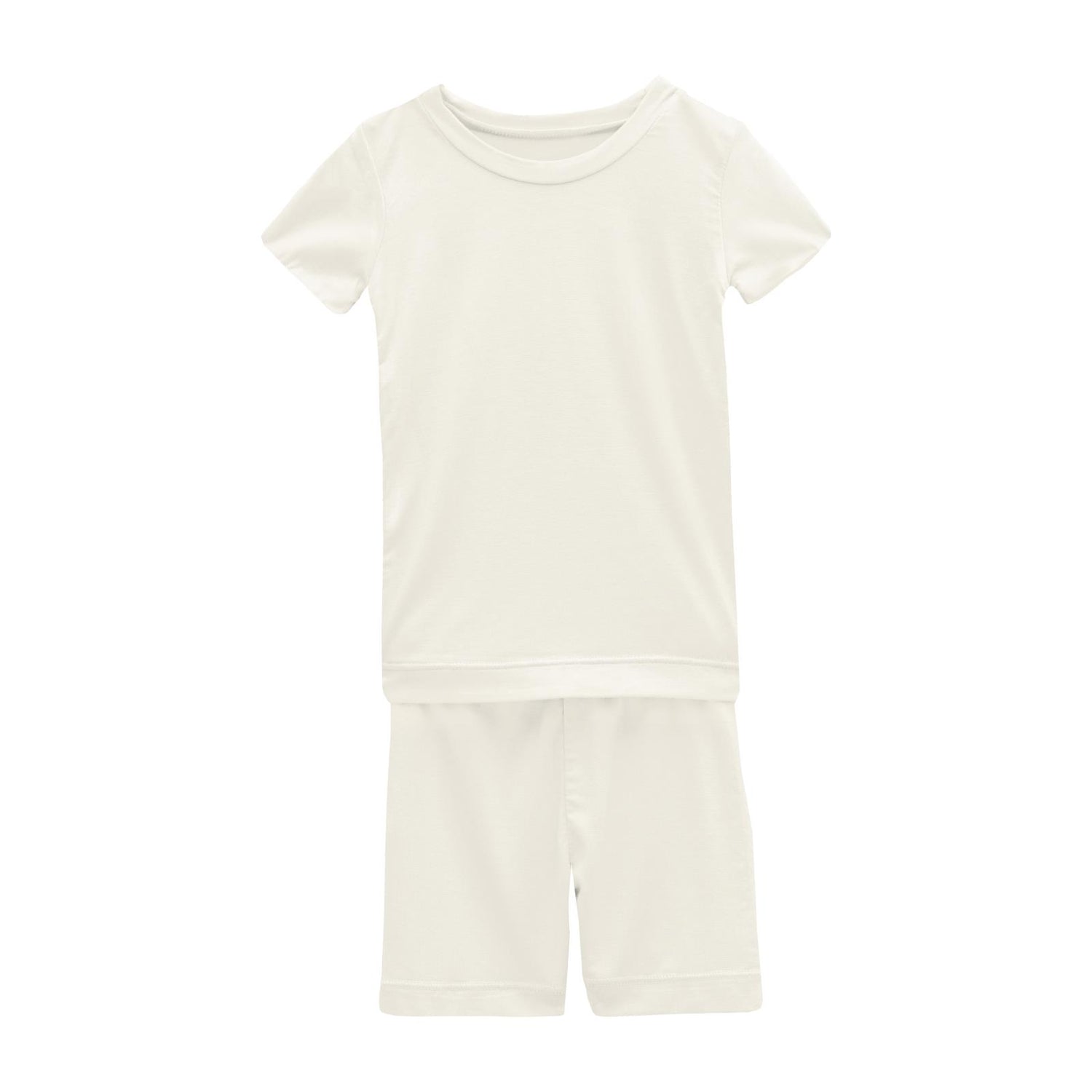 Short Sleeve Pajama Set with Shorts in Natural