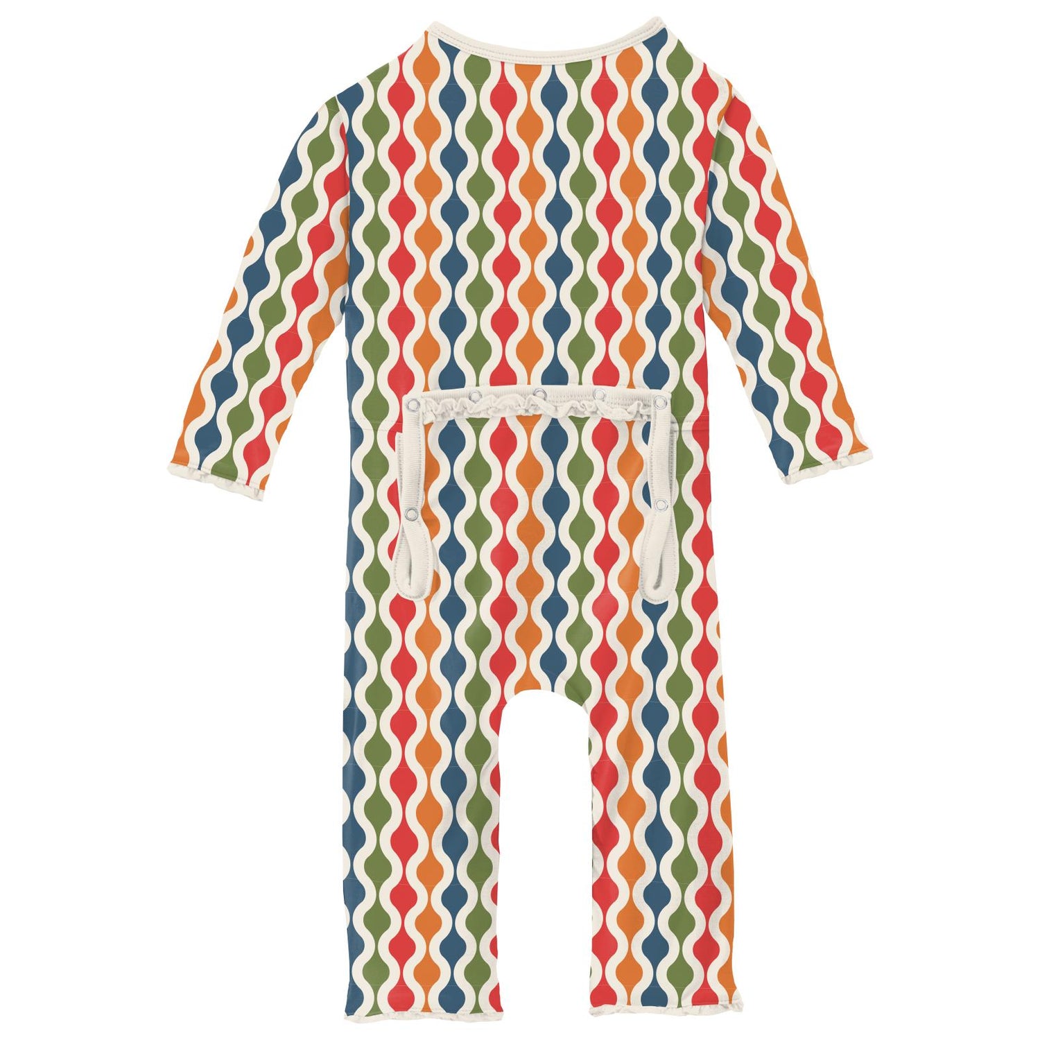 Print Muffin Ruffle Coverall with Zipper in Mod Chain