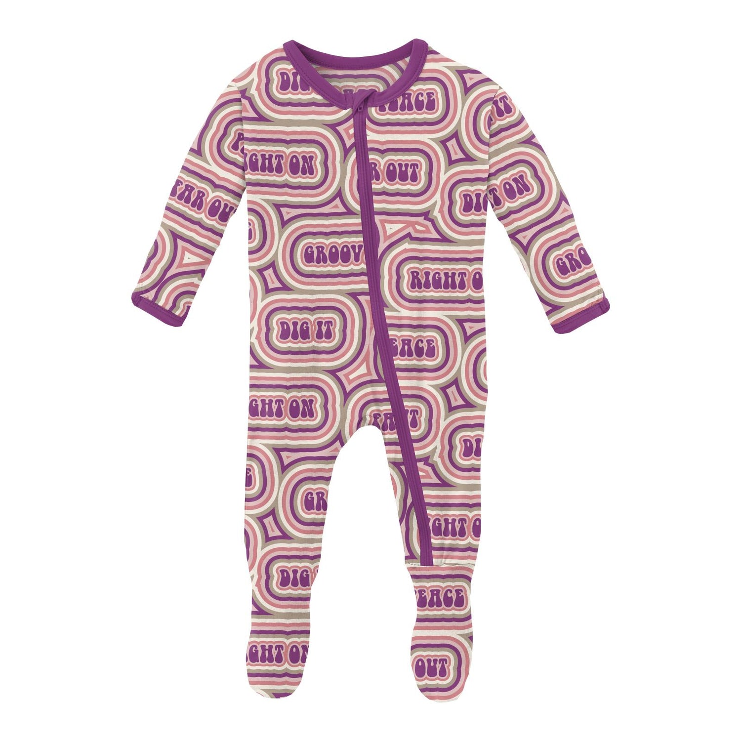 Print Footie with Zipper in Starfish Groovy