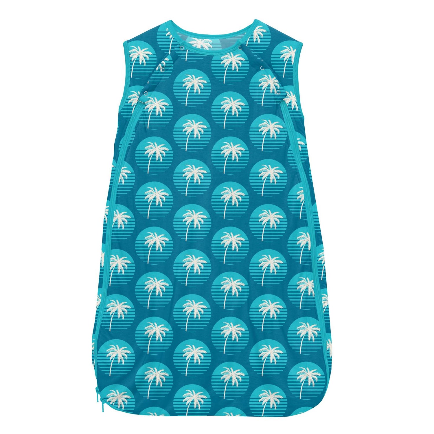 Print Light Fill Fluffle Sleeping Bag in Cerulean Blue Palm Tree Sun