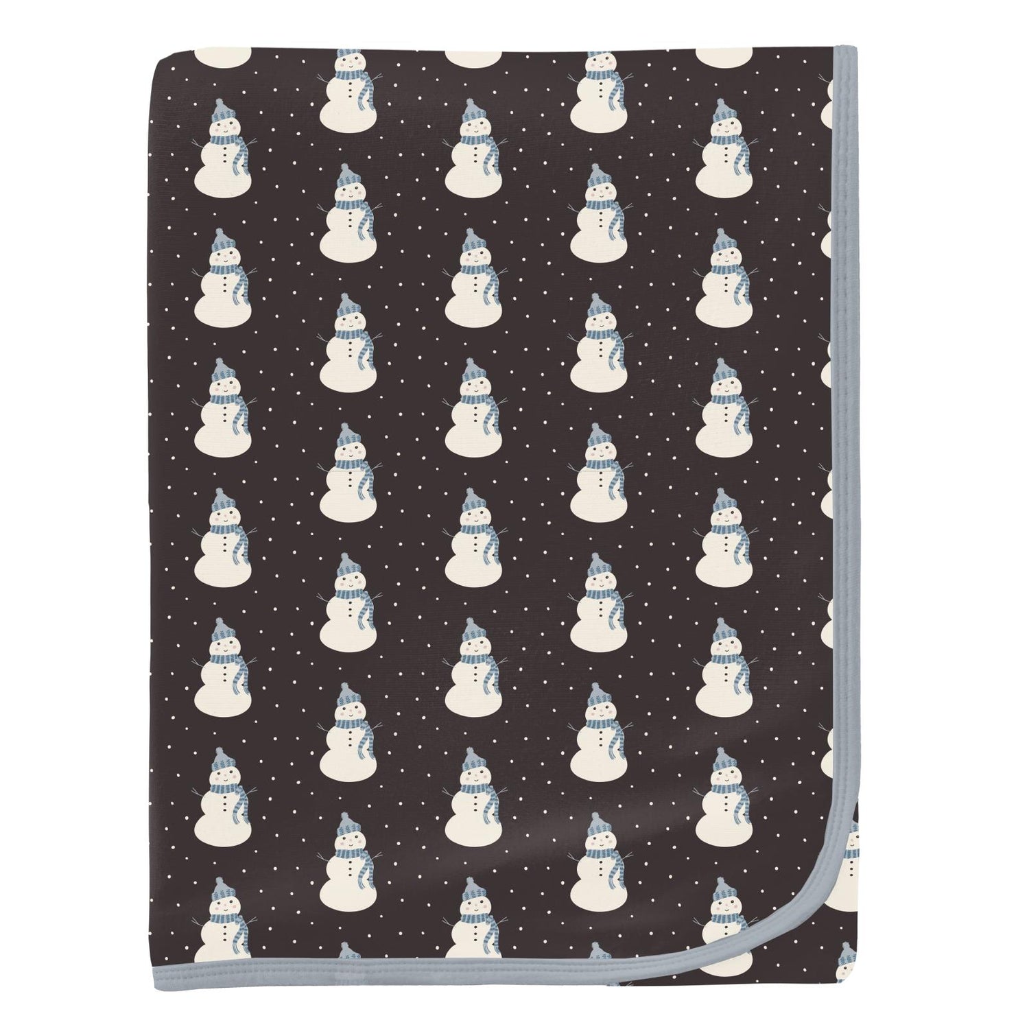 Print Swaddling Blanket in Midnight Tiny Snowman