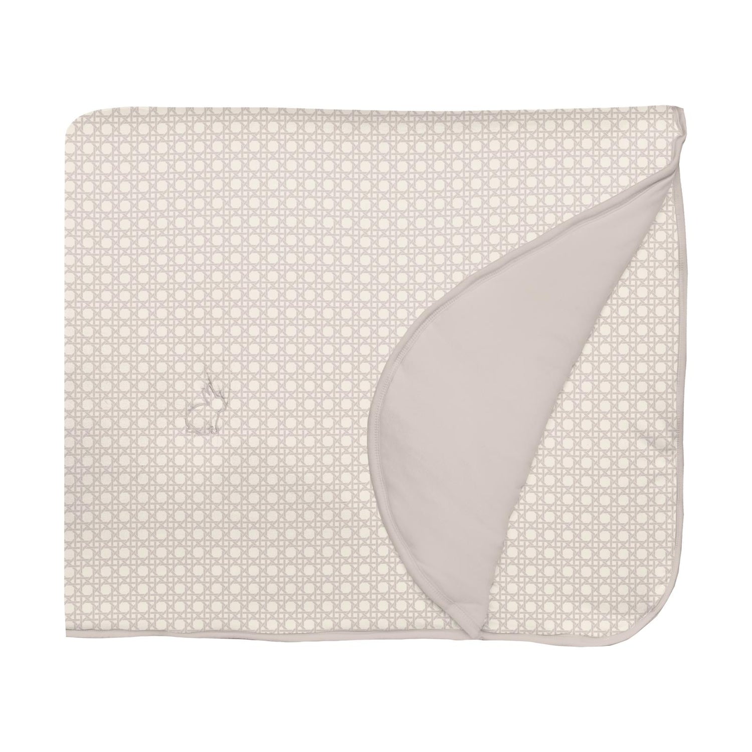 Print Fluffle Stroller Blanket with Embroidery in Latte Wicker