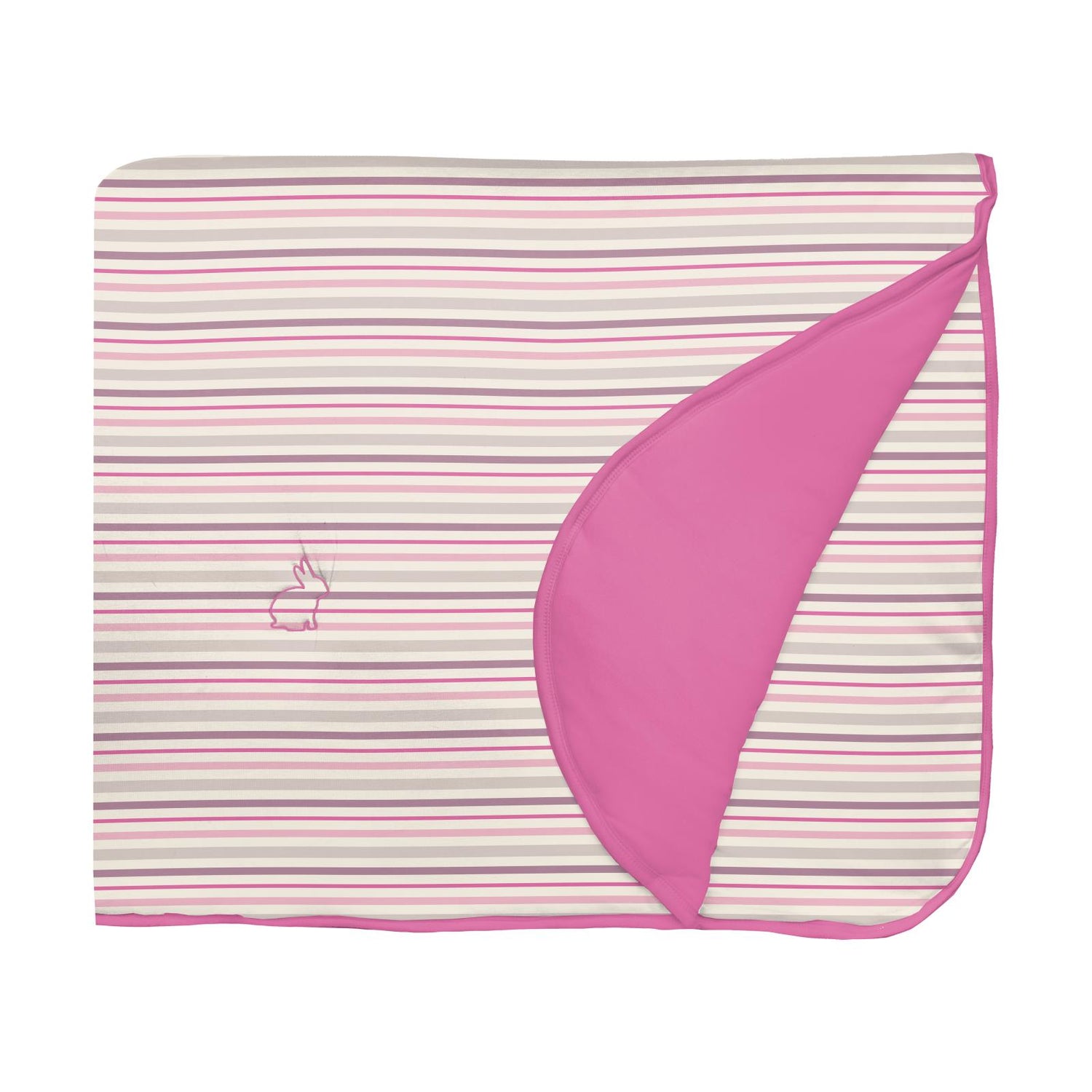 Print Fluffle Stroller Blanket with Embroidery in Whimsical Stripe