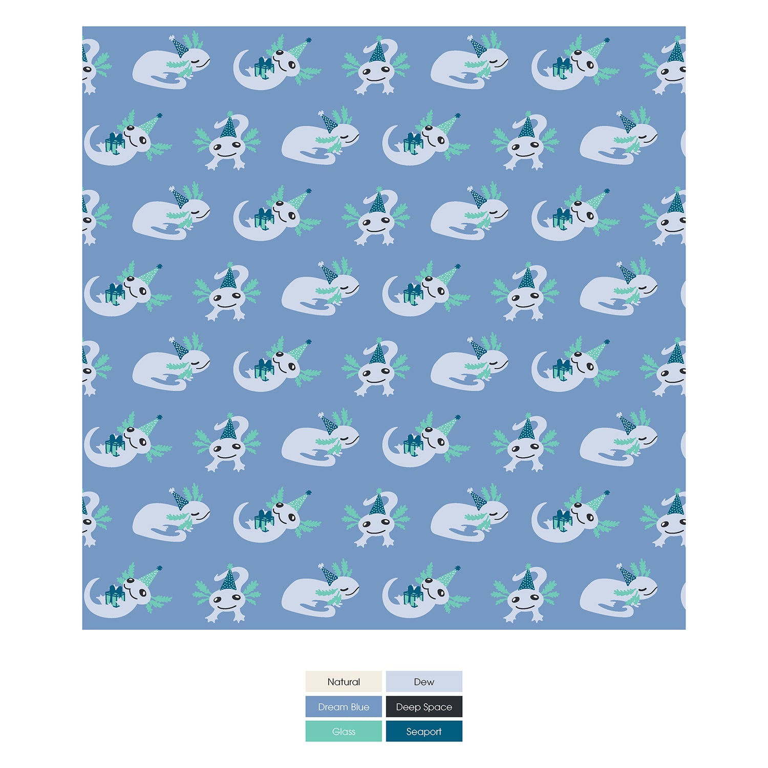Print Tank Romper in Dream Blue Axolotl Party