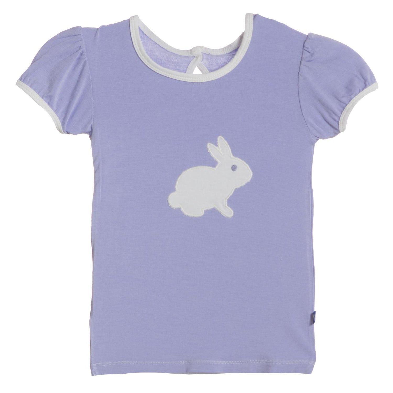 Short Sleeve Applique Puff Tee in Lilac Bunny