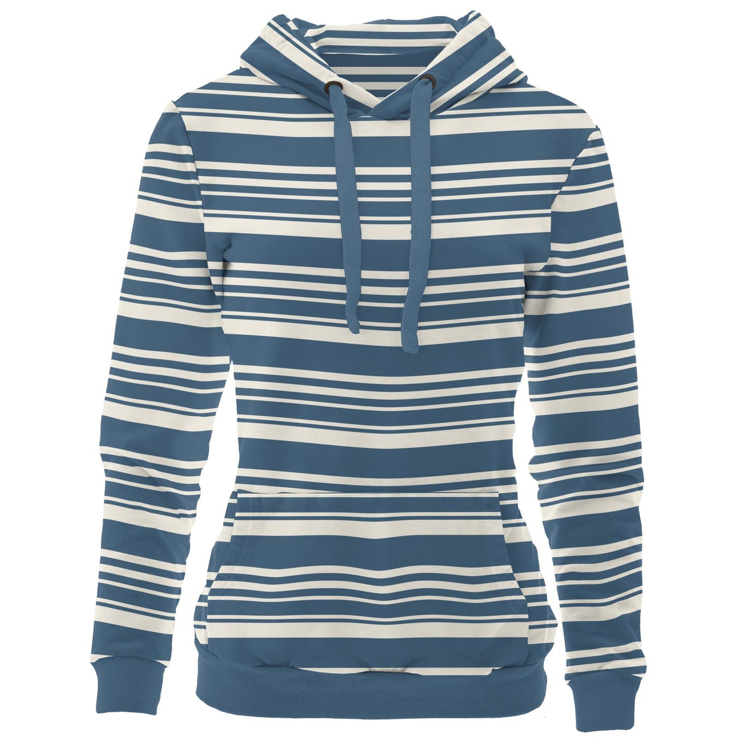 Women's Print Luxe Kangaroo Pocket Pullover Hoodie in Fishing Stripe