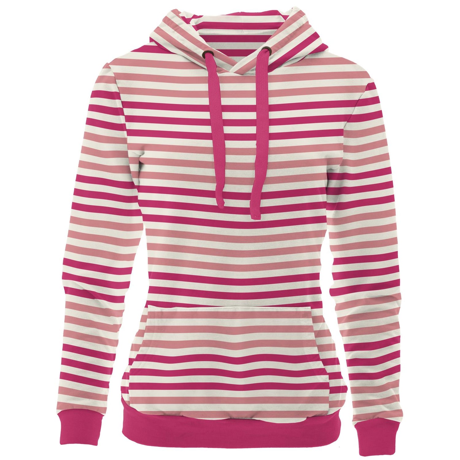 Women's Print Luxe Kangaroo Pocket Pullover Hoodie in Forest Fruit Stripe
