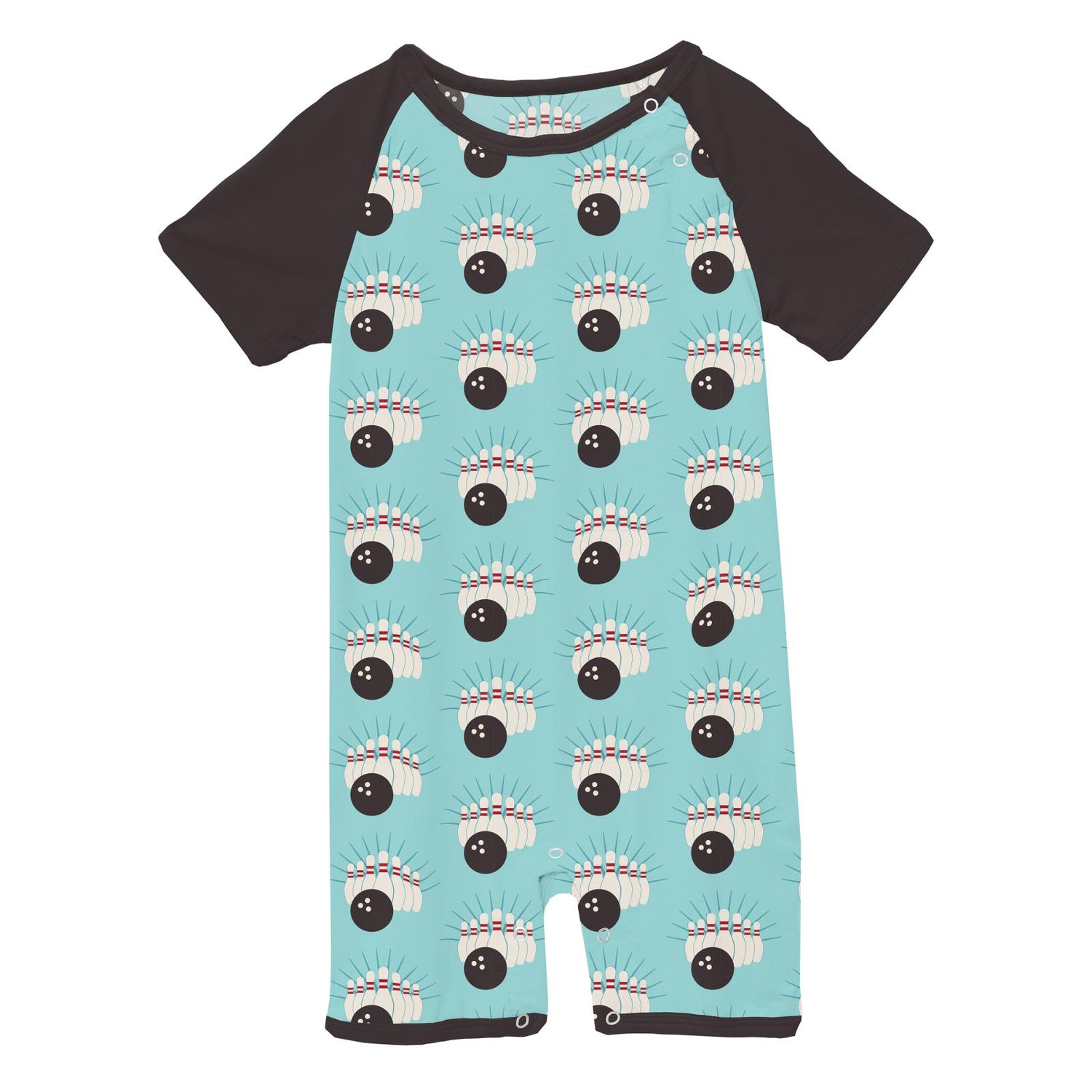 Print Raglan Romper in Summer Sky Bowling