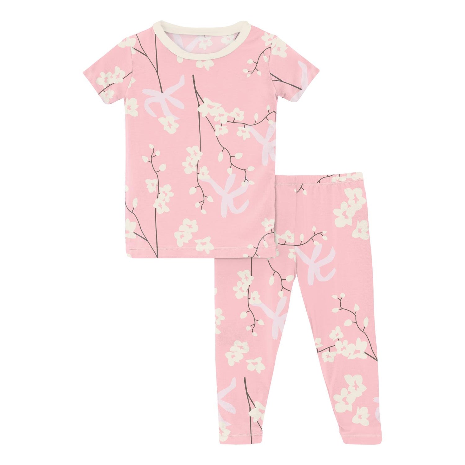 Print Short Sleeve Pajama Set in Lotus Orchid Print