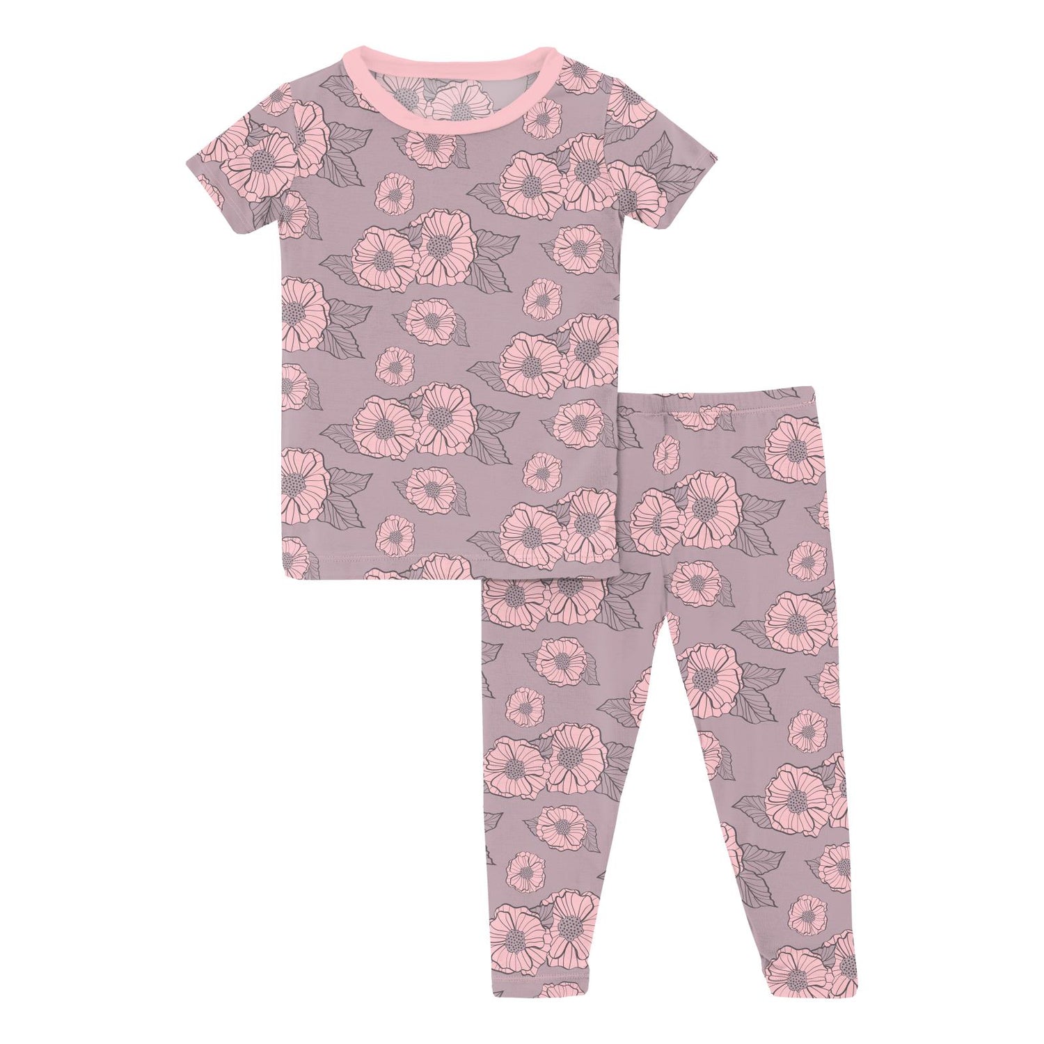Print Short Sleeve Pajama Set in Sweet Pea Poppies