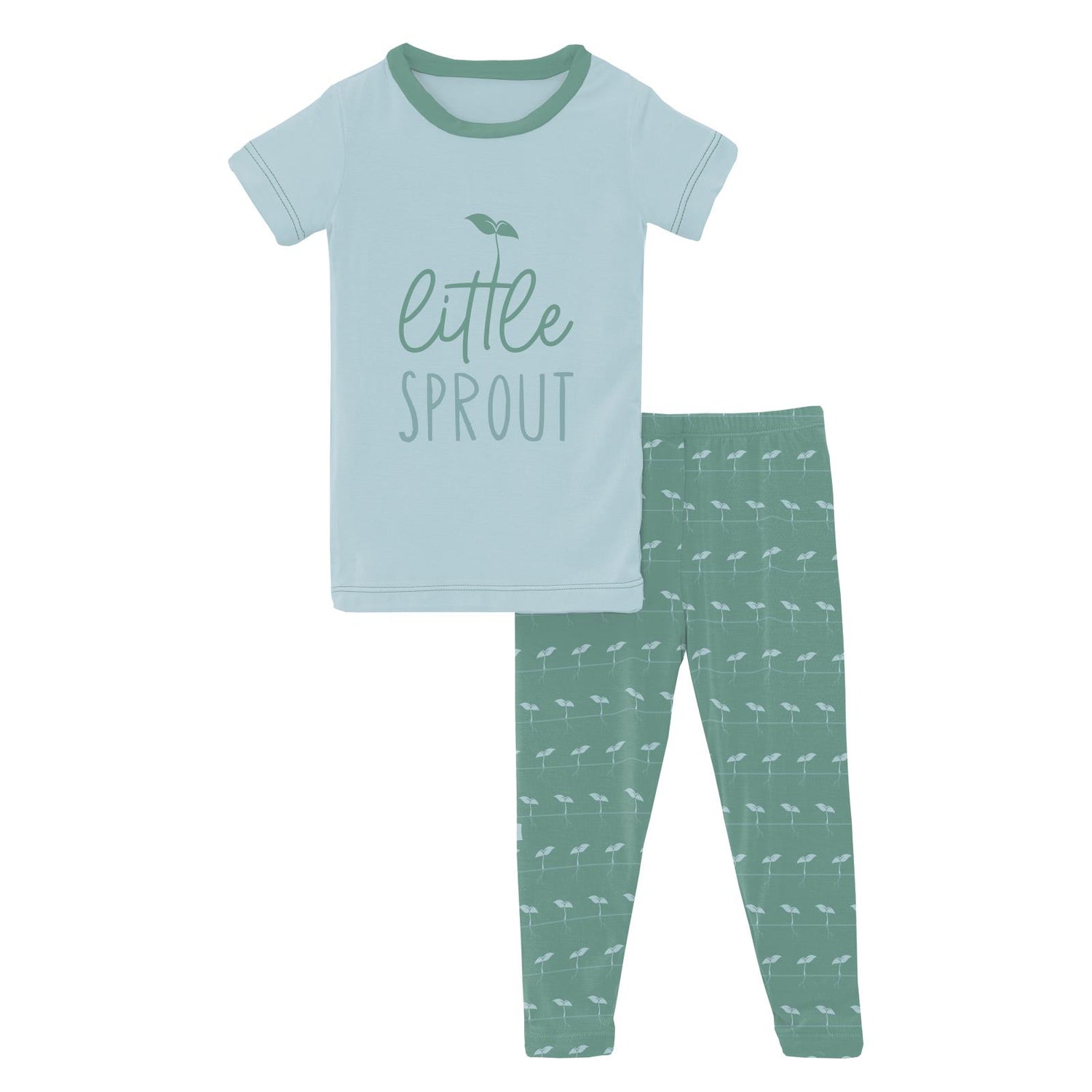 Short Sleeve Graphic Tee Pajama Set in Shore Sprouts
