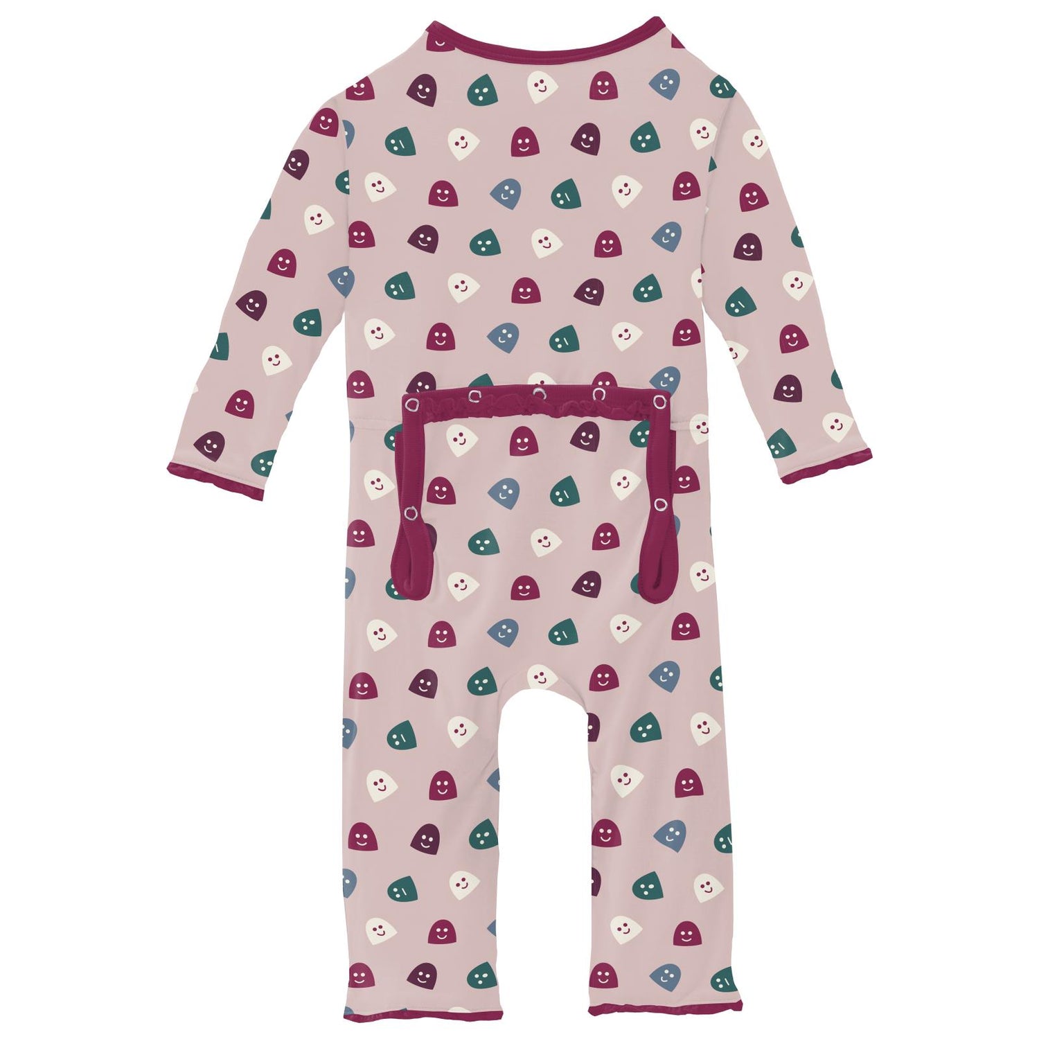 Print Muffin Ruffle Coverall with 2 Way Zipper in Baby Rose Happy Gumdrops