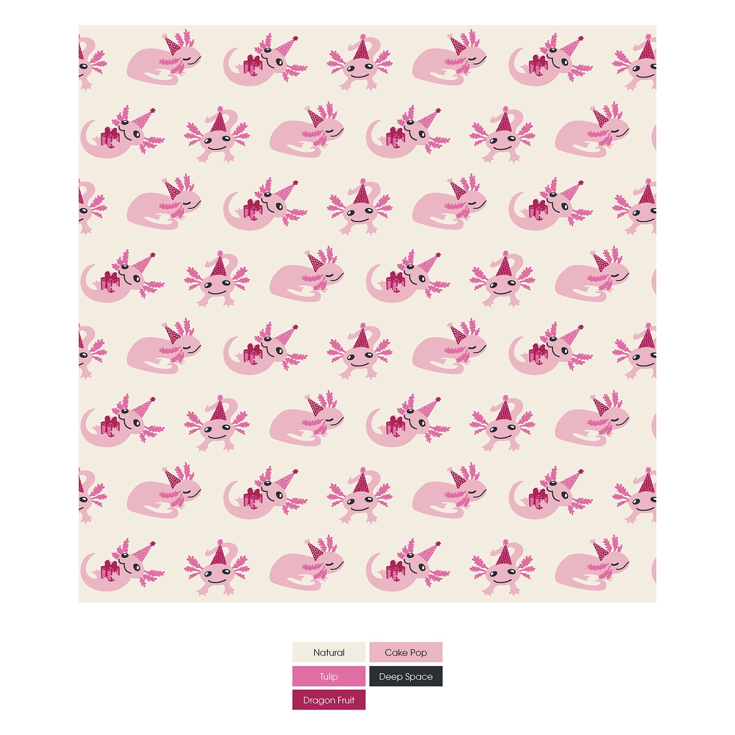 Print Coverall with 2 Way Zipper in Natural Axolotl Party