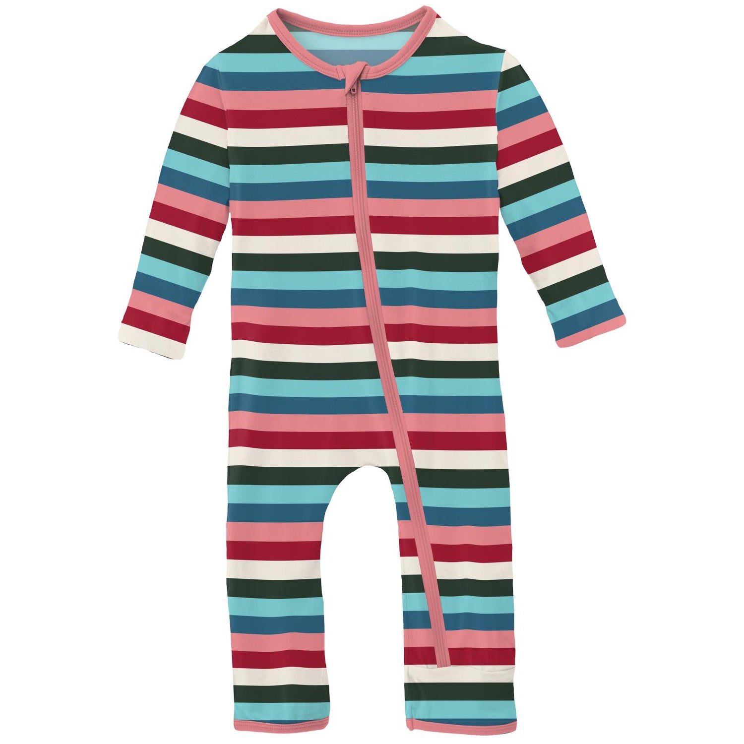 Print Luxe Jersey Coverall with Zipper in Snowball Multi Stripe