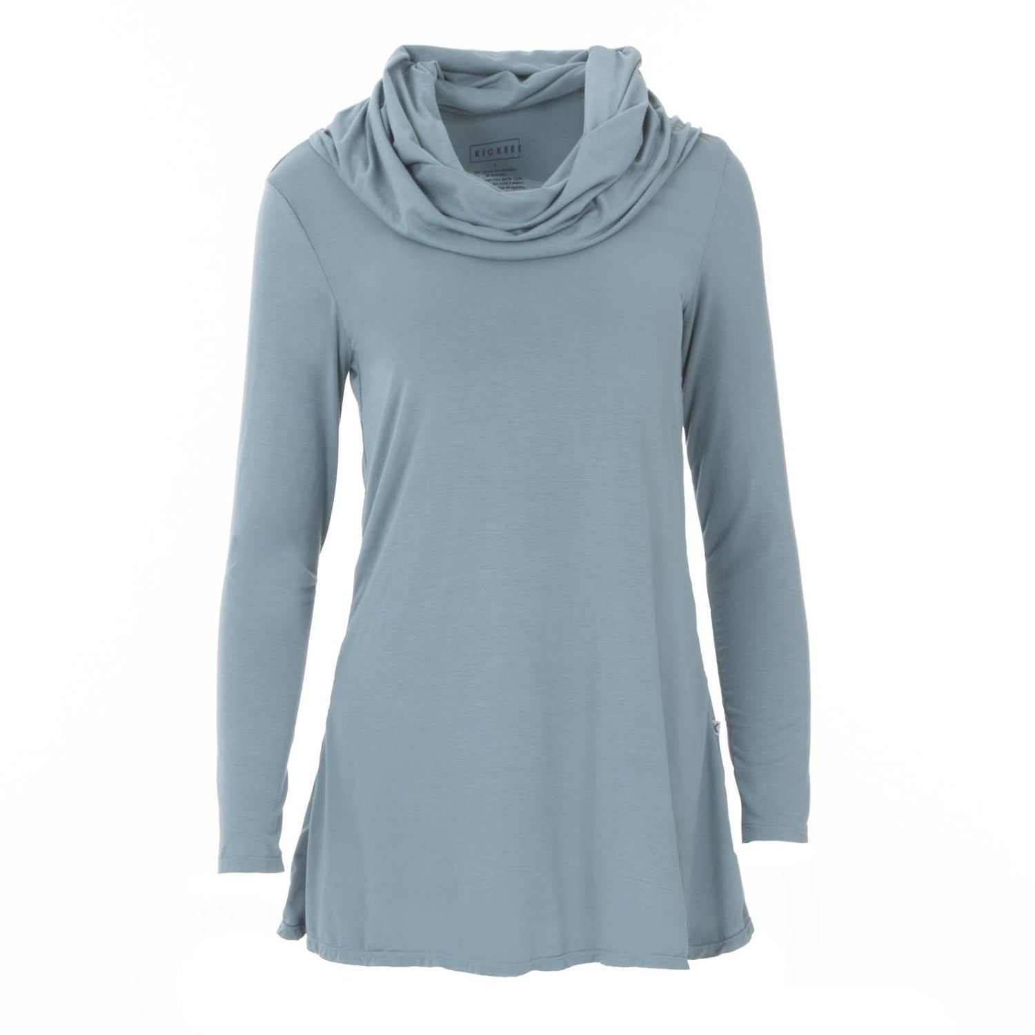 Women's Long Sleeve Cowl-Neck Tunic in Dusty Sky