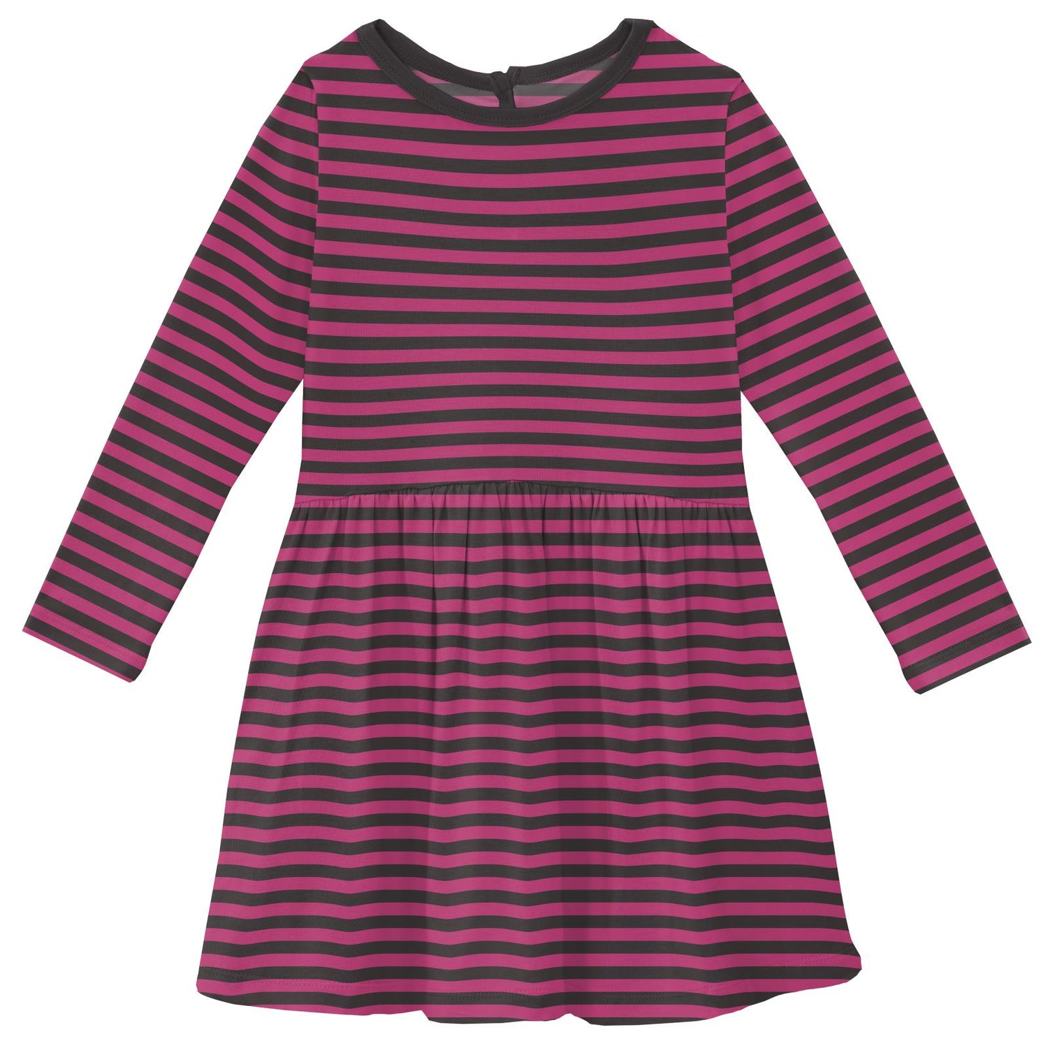 Print Long Sleeve Twirl Dress in Awesome Stripe